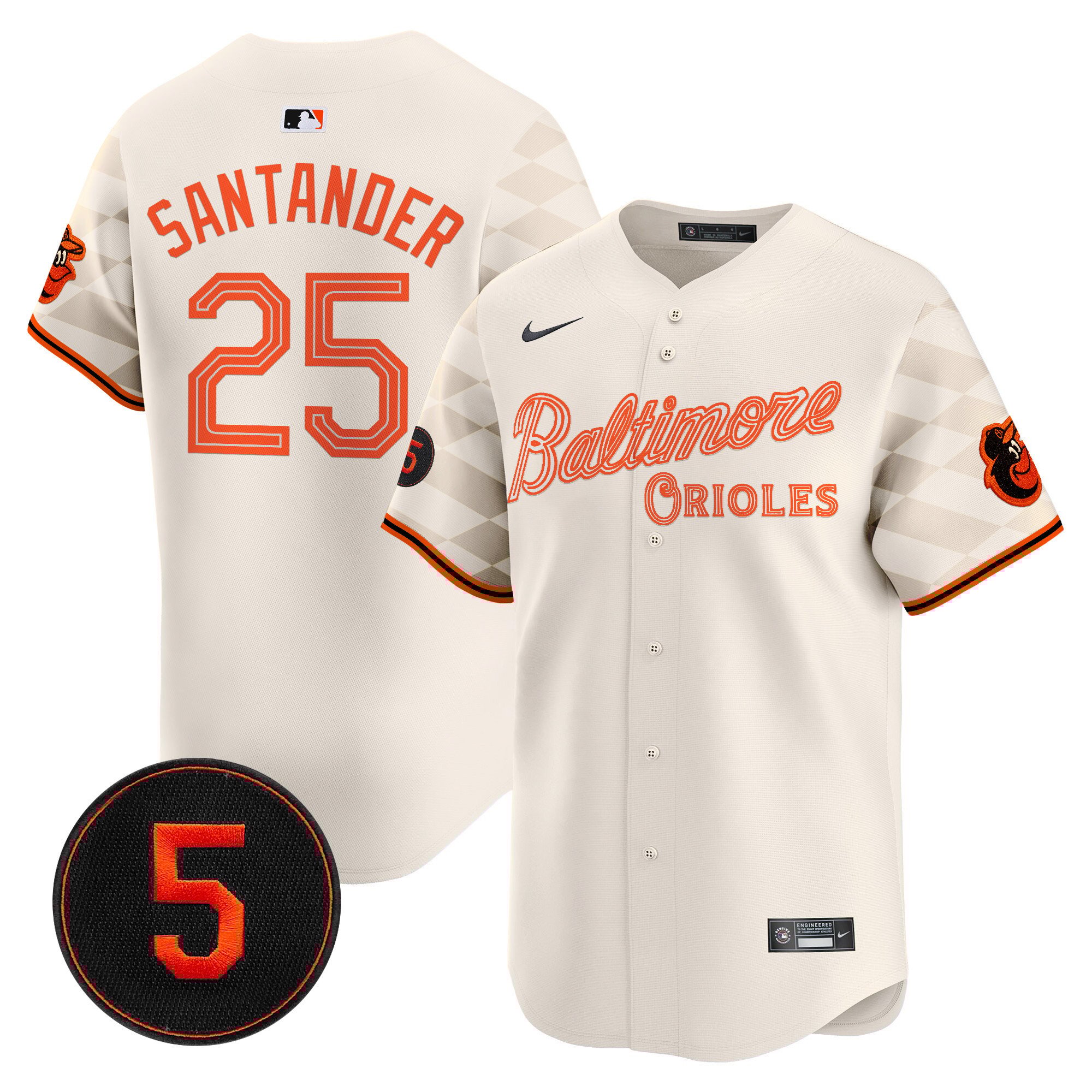 Men's Anthony Santander Baltimore Orioles City Light Vapor Premier Limited Cream Jersey - All Stitched