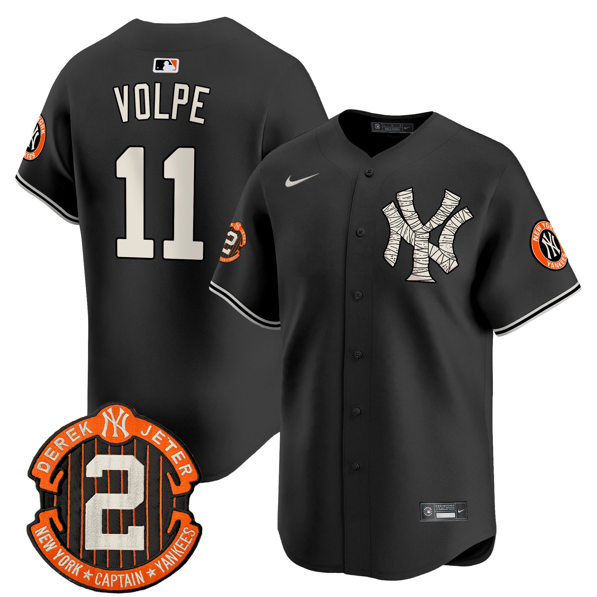 Men's Anthony Volpe New York Yankees Halloween Vapor Premier Limited Black Jersey - All Stitched