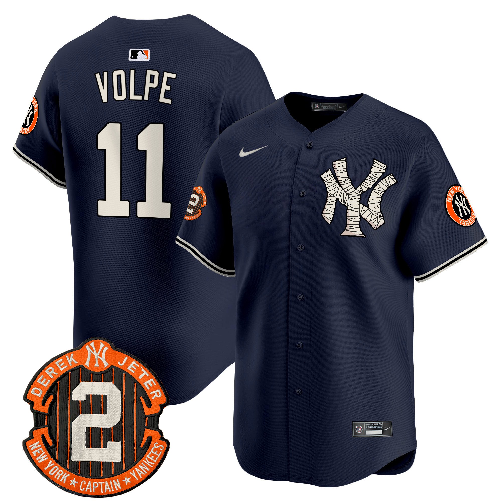 Men's Anthony Volpe New York Yankees Halloween Vapor Premier Limited Navy Jersey - All Stitched
