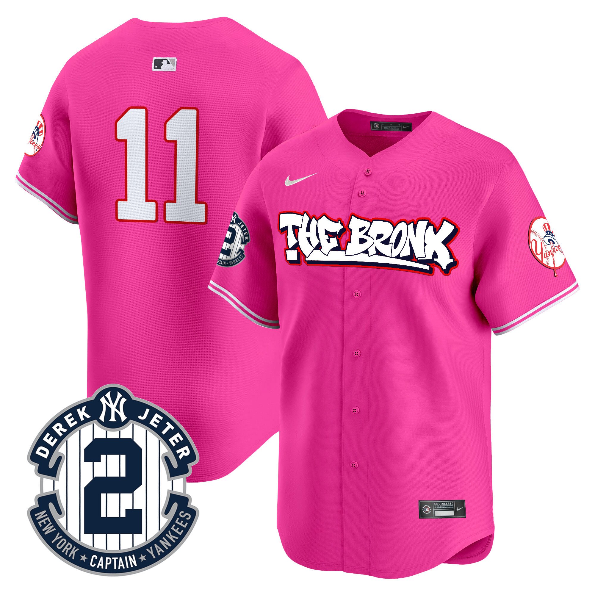 Men's Anthony Volpe New York Yankees The Bronx Graffiti Vapor Premier Limited Pink Jersey V8 - All Stitched