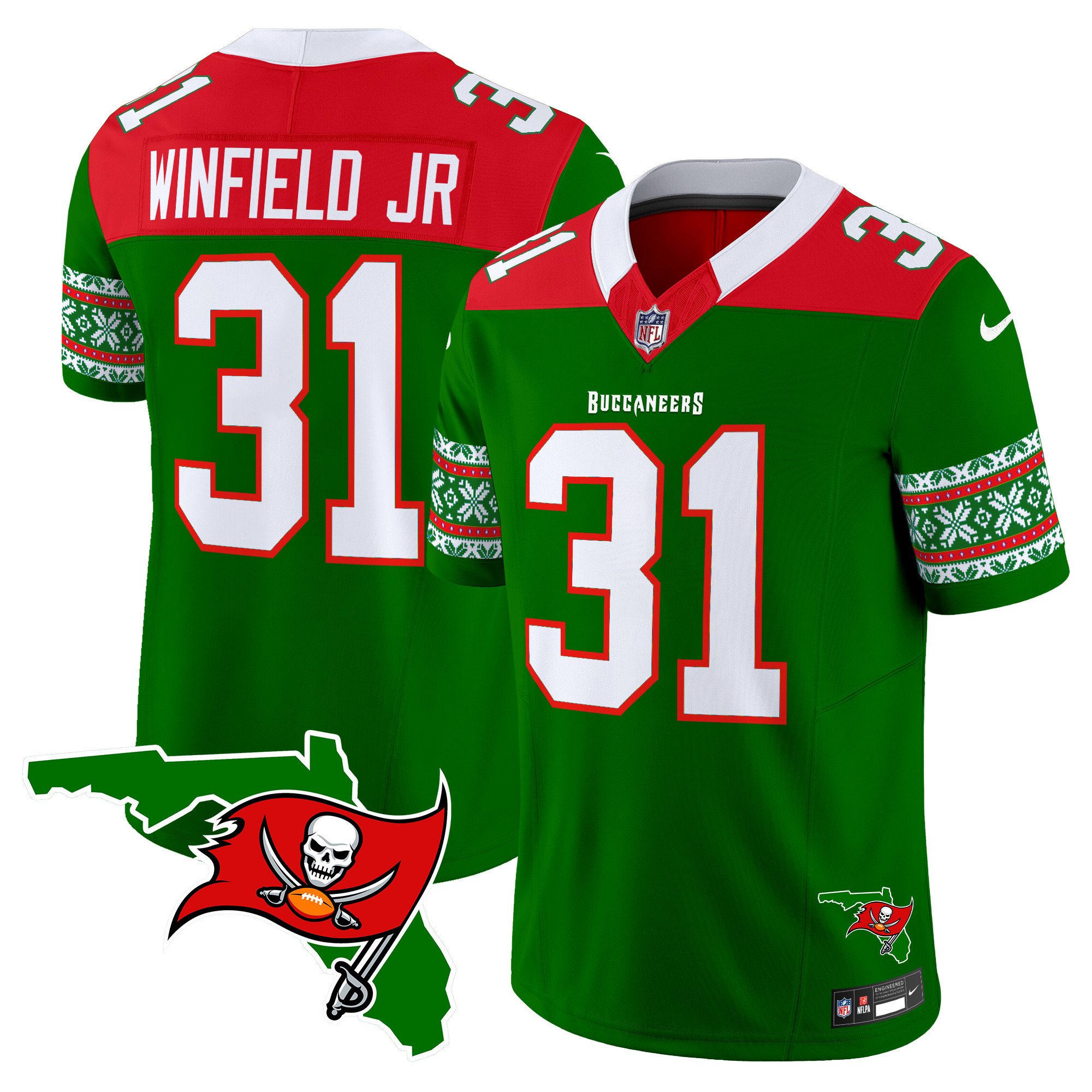 Men's Antoine Winfield Jr. Tampa Bay Buccaneers 2024 Christmas Vapor Limited Green Jersey - All Stitched