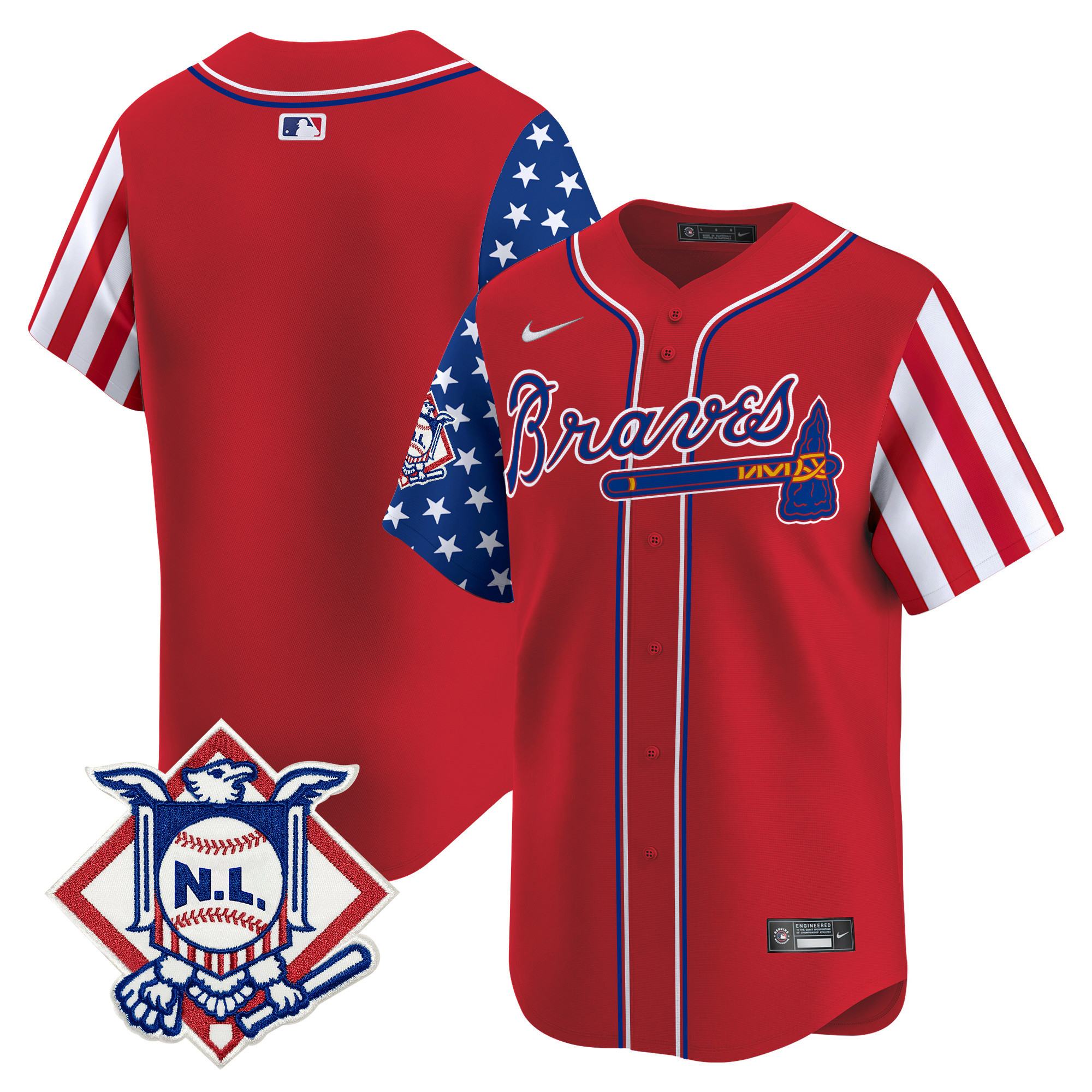 Men's Atlanta Braves 2024 Fourth of July Vapor Premier Limited Red Jersey V2 - All Stitched