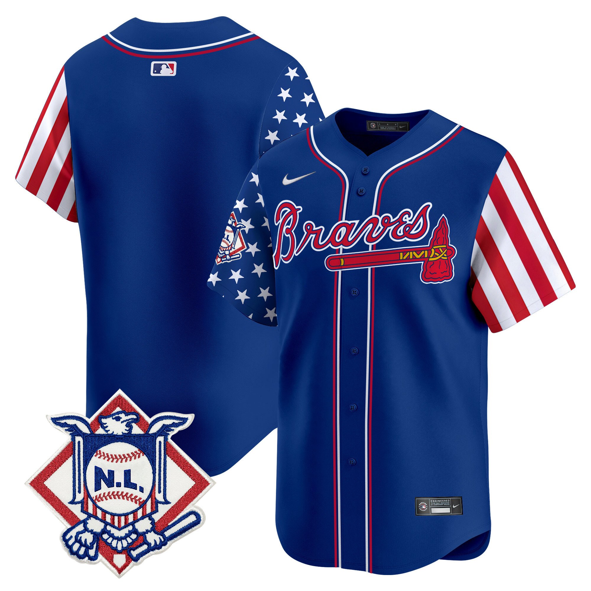 Men's Atlanta Braves 2024 Fourth of July Vapor Premier Limited Royal Jersey V2 - All Stitched