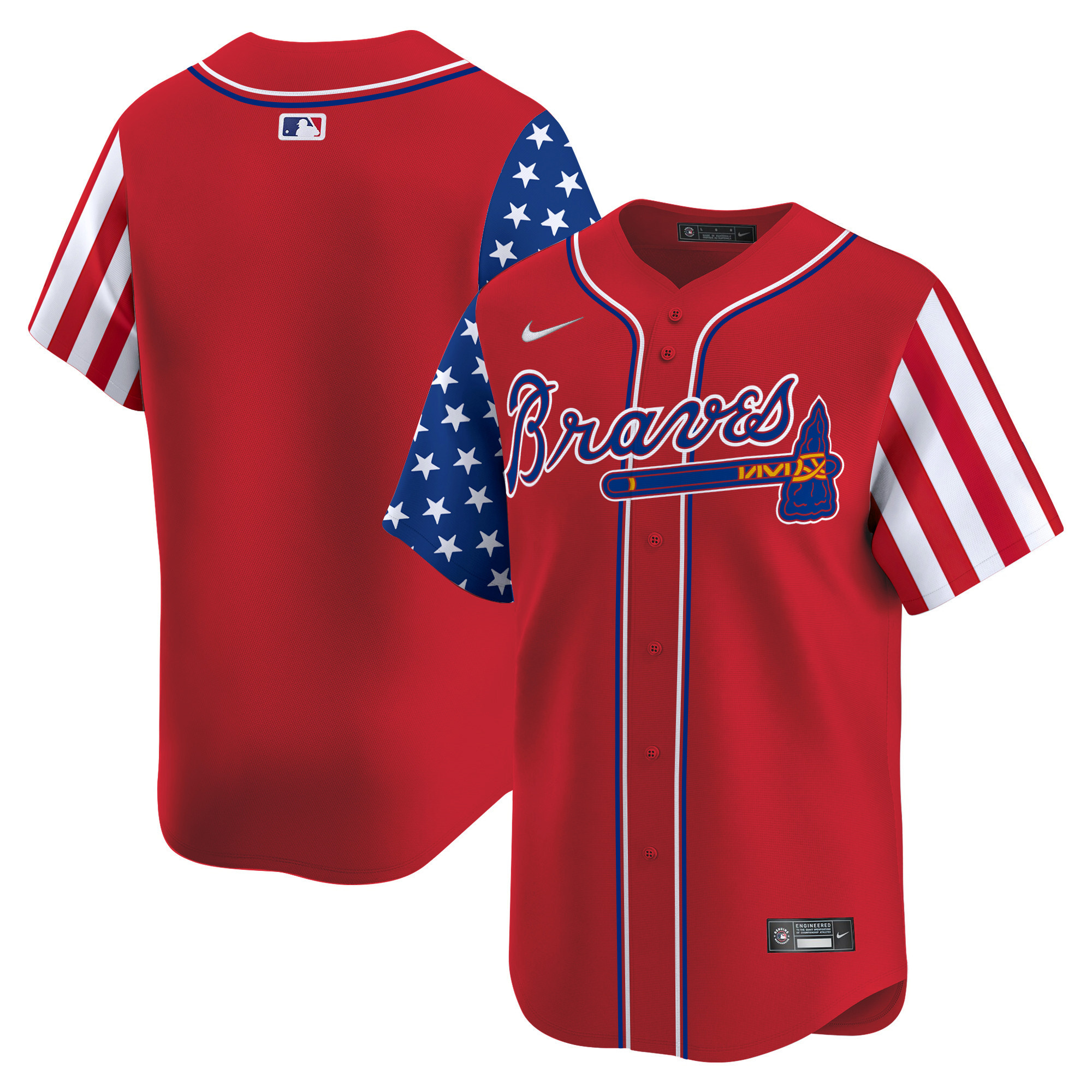 Men's Atlanta Braves 2024 Independence Day Vapor Premier Limited Red Jersey - All Stitched