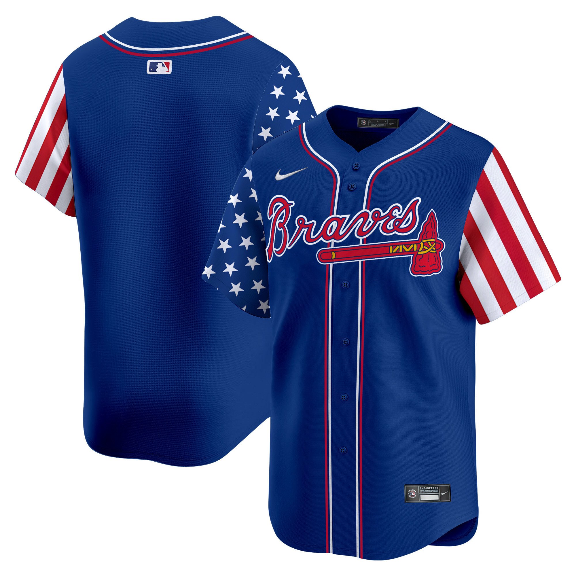 Men's Atlanta Braves 2024 Independence Day Vapor Premier Limited Royal Jersey - All Stitched