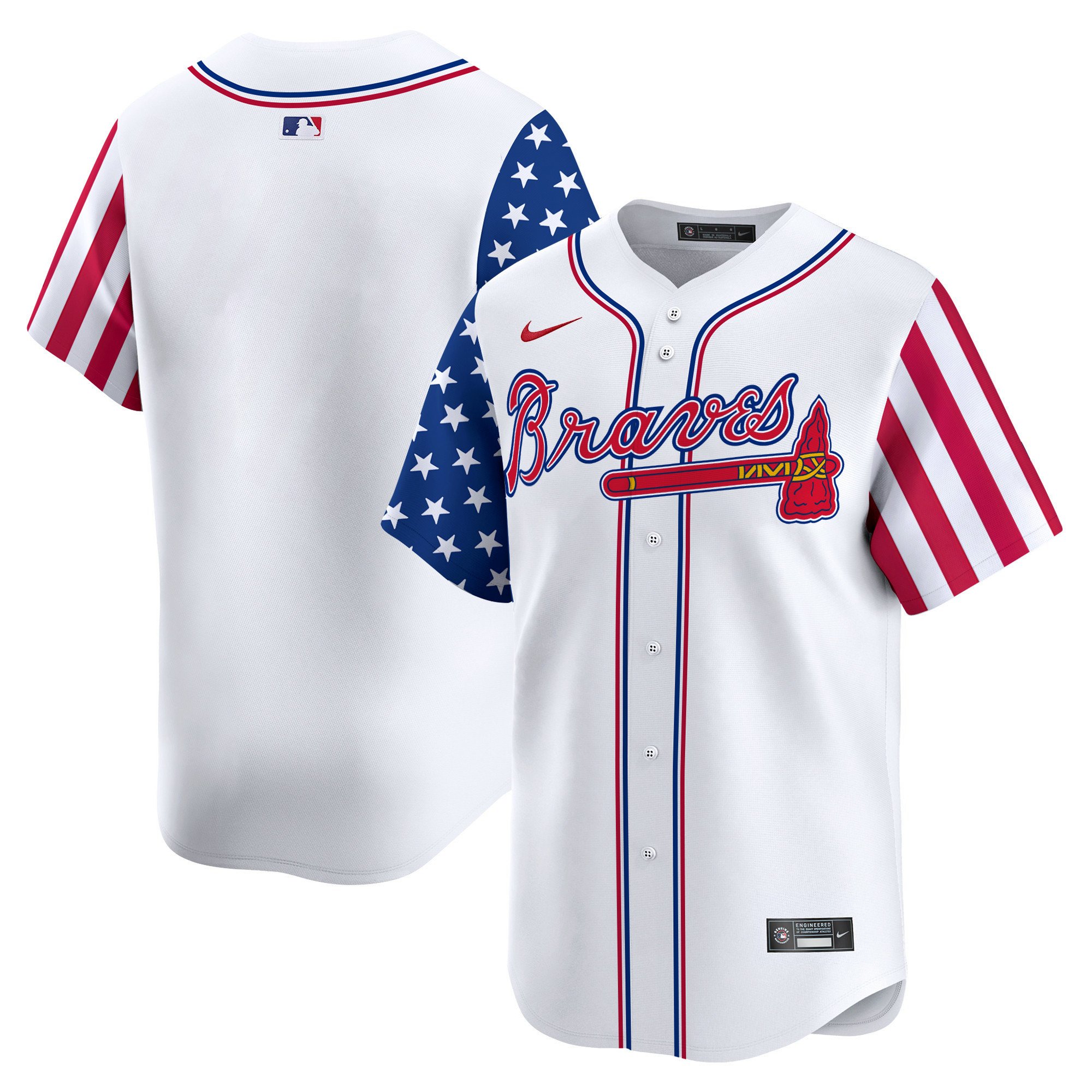 Men's Atlanta Braves 2024 Independence Day Vapor Premier Limited White Jersey - All Stitched