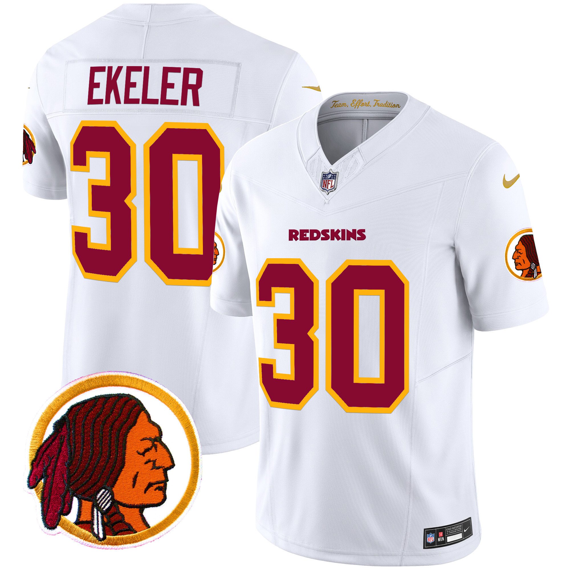 Men's Austin Ekeler Washington Redskins Throwback Vapor Limited White Jersey V2 - All Stitched