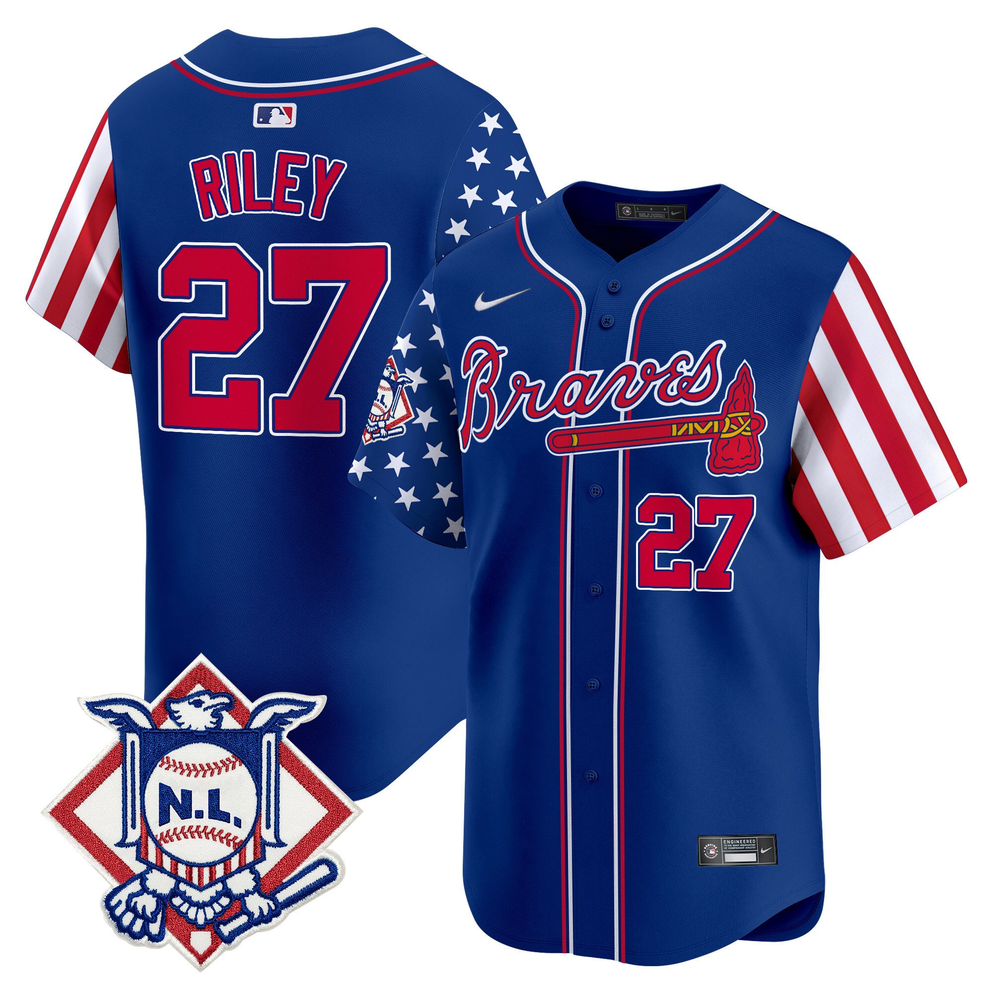 Men's Austin Riley Atlanta Braves 2024 Fourth of July Vapor Premier Limited Royal Jersey V2 - All Stitched