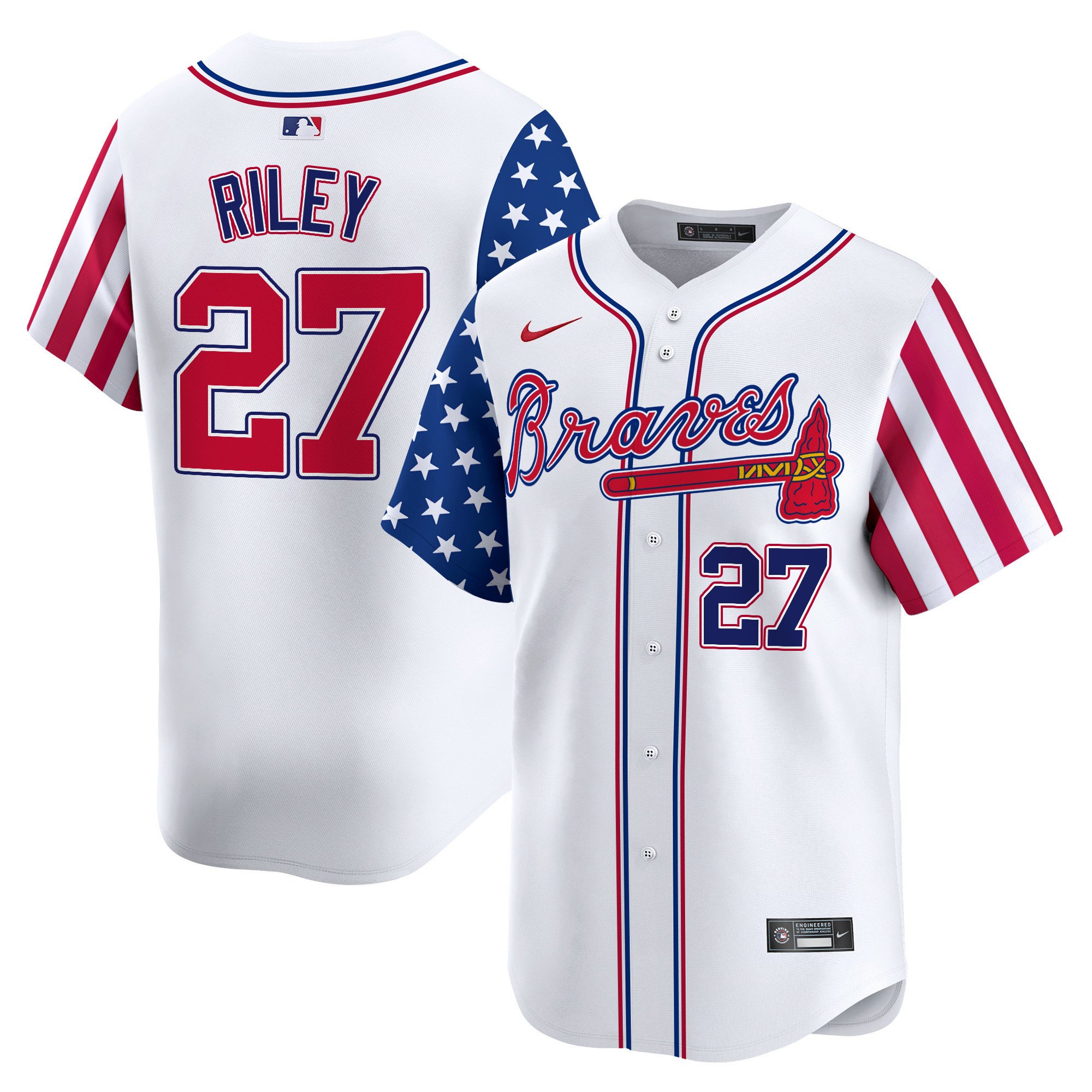 Men's Austin Riley Atlanta Braves 2024 Independence Day Vapor Premier Limited White Jersey - All Stitched