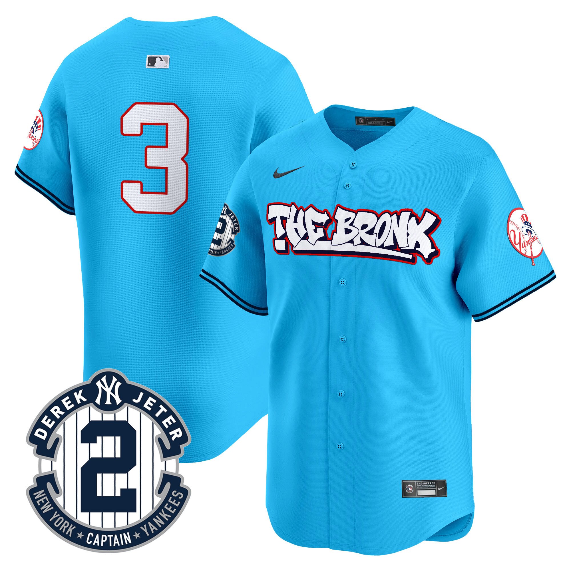 Men's Babe Ruth New York Yankees The Bronx Graffiti Vapor Premier Limited Light Blue Jersey V8 - All Stitched