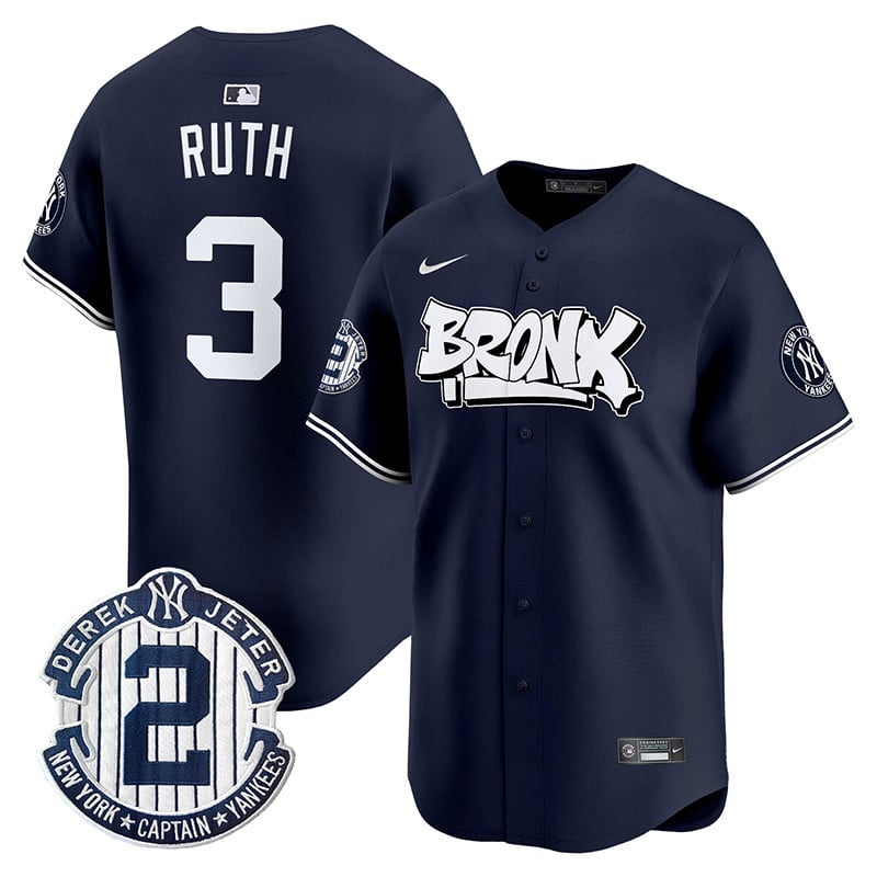 Men's Babe Ruth New York Yankees The Bronx Graffiti Vapor Premier Limited Navy Jersey V3 - All Stitched