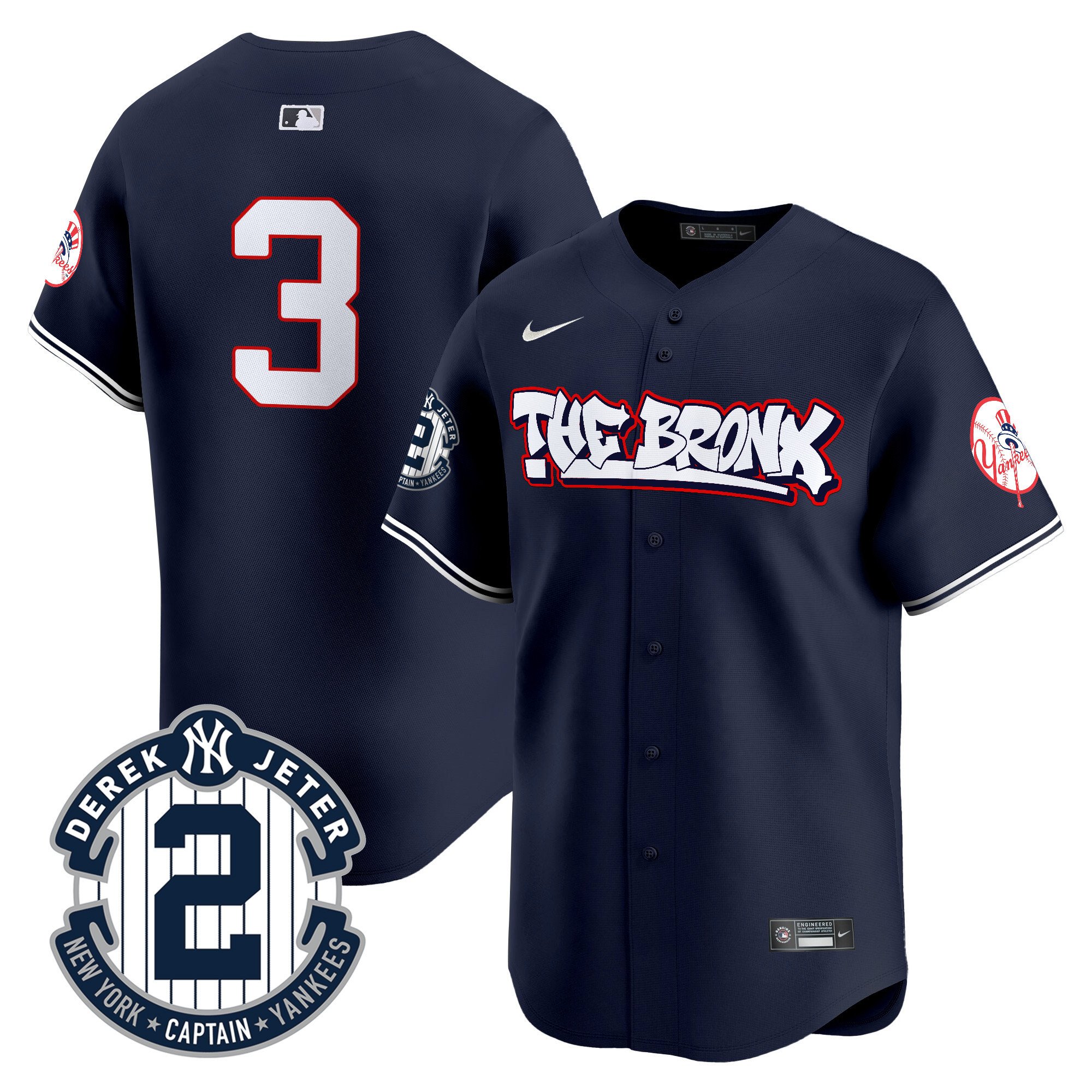 Men's Babe Ruth New York Yankees The Bronx Graffiti Vapor Premier Limited Navy Jersey V8 - All Stitched