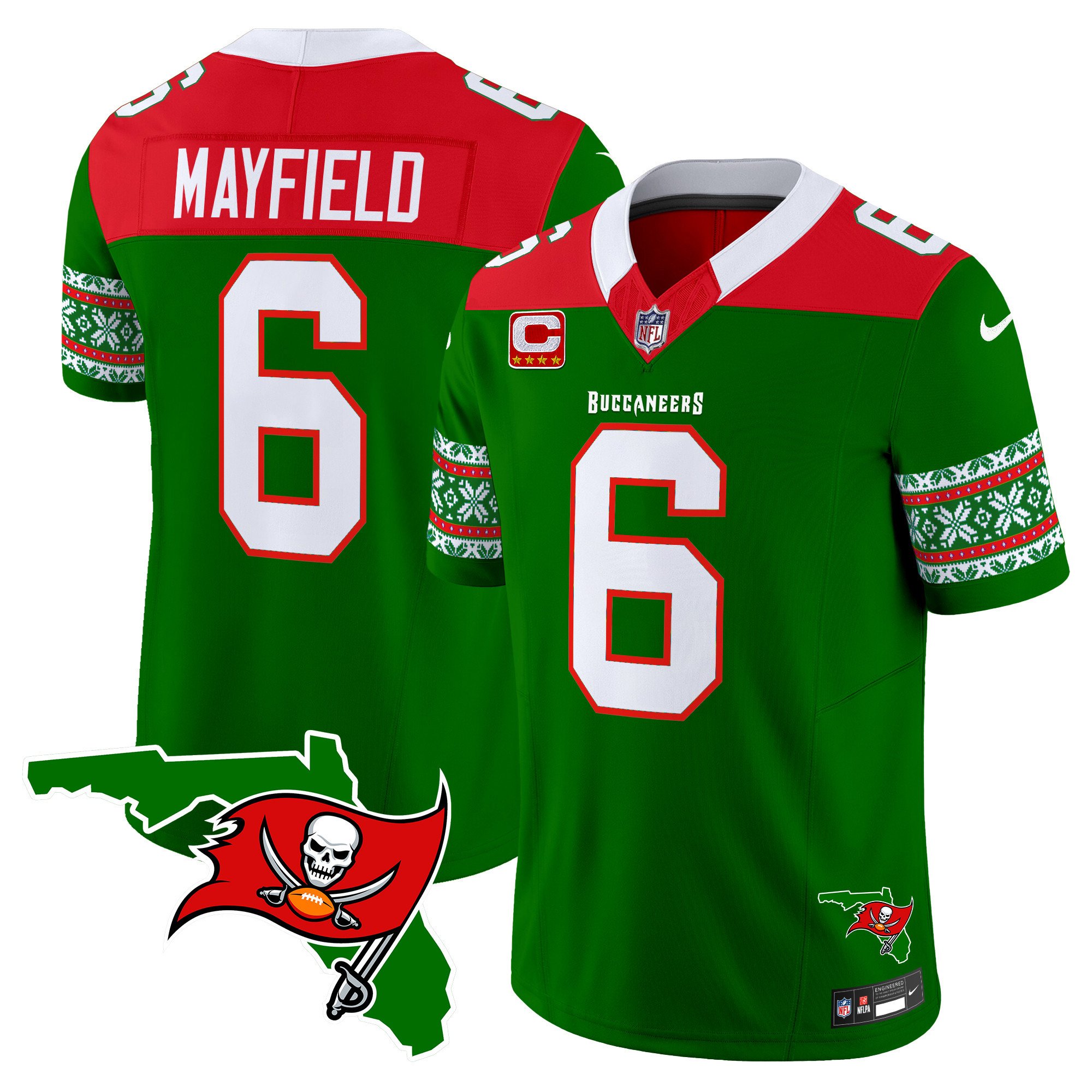 Men's Baker Mayfield Tampa Bay Buccaneers 2024 Christmas Vapor Limited Green Jersey - All Stitched