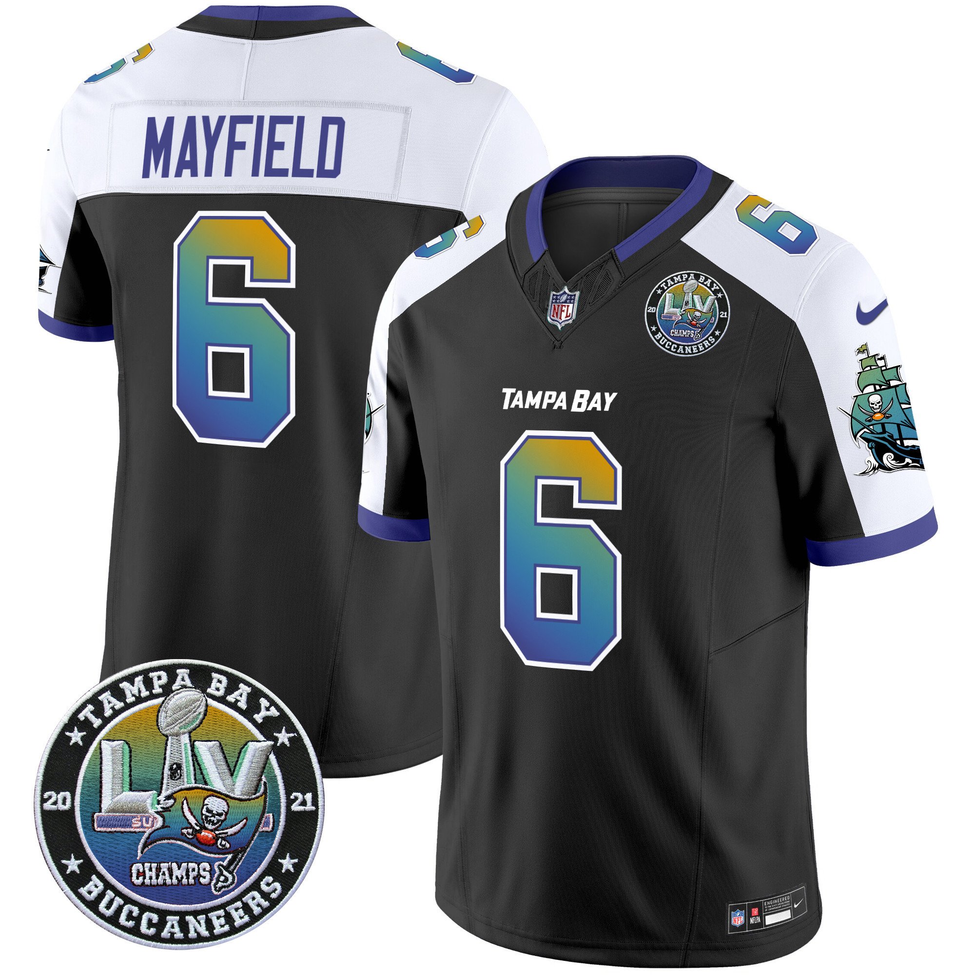 Men's Baker Mayfield Tampa Bay Buccaneers "Tampa City" Super Bowl LIV Patch Vapor Limited Alternate Jersey - All Stitched