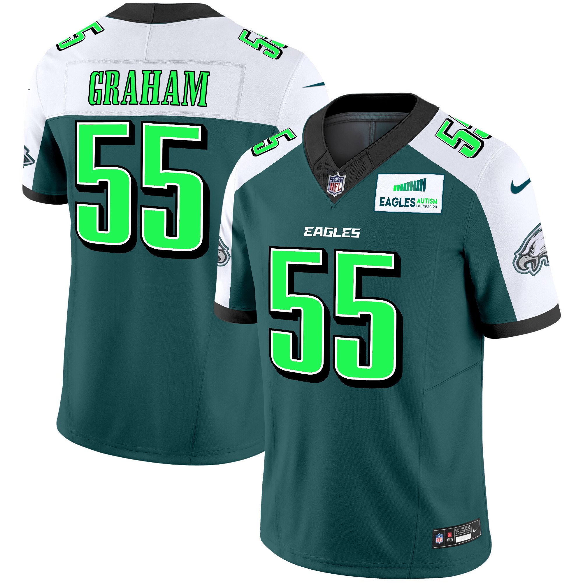 Men's Brandon Graham Philadelphia Eagles Autism Foundation Patch Vapor Limited Alternate Jersey - All Stitched
