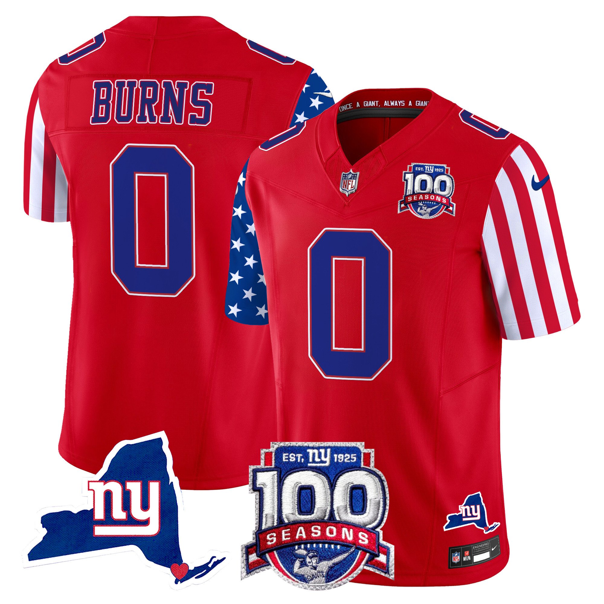 Men's Brian Burns New York Giants American Style Vapor Limited Red Jersey - All Stitched
