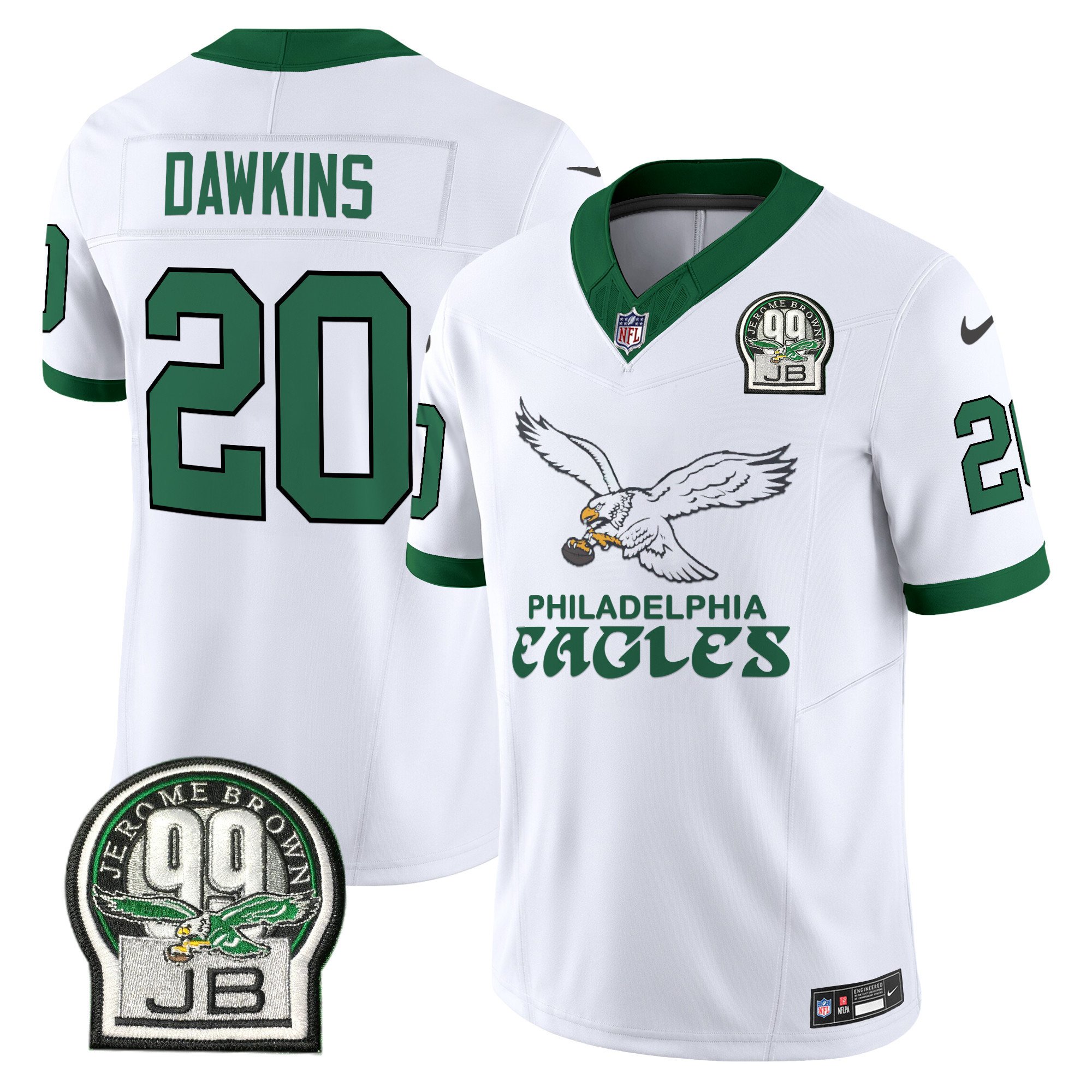 Men's Brian Dawkins Philadelphia Eagles Kelly Green Vapor Limited Kelly White Jersey V5 - All Stitched