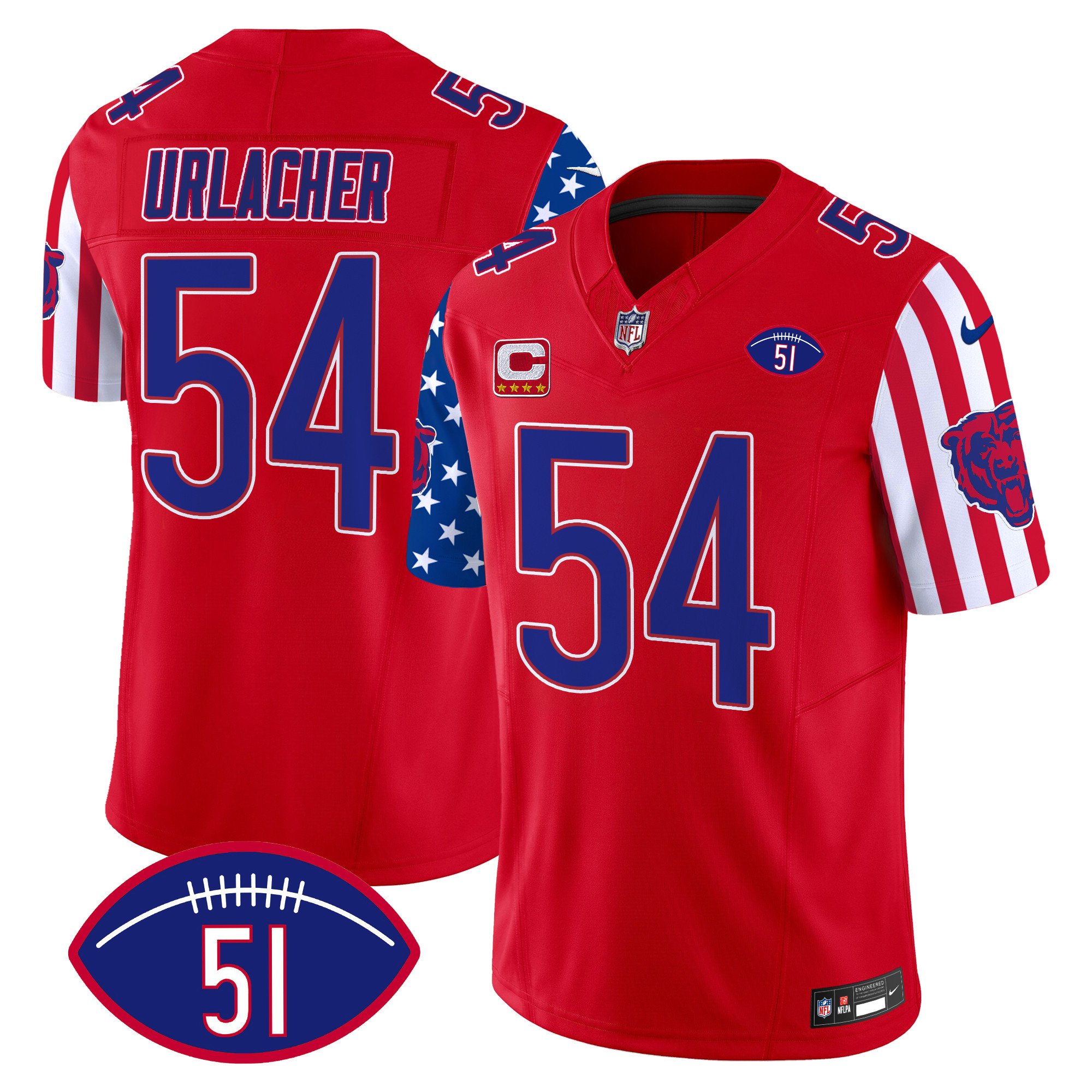 Men's Brian Urlacher Chicago Bears American Style Vapor Limited Red Jersey - All Stitched