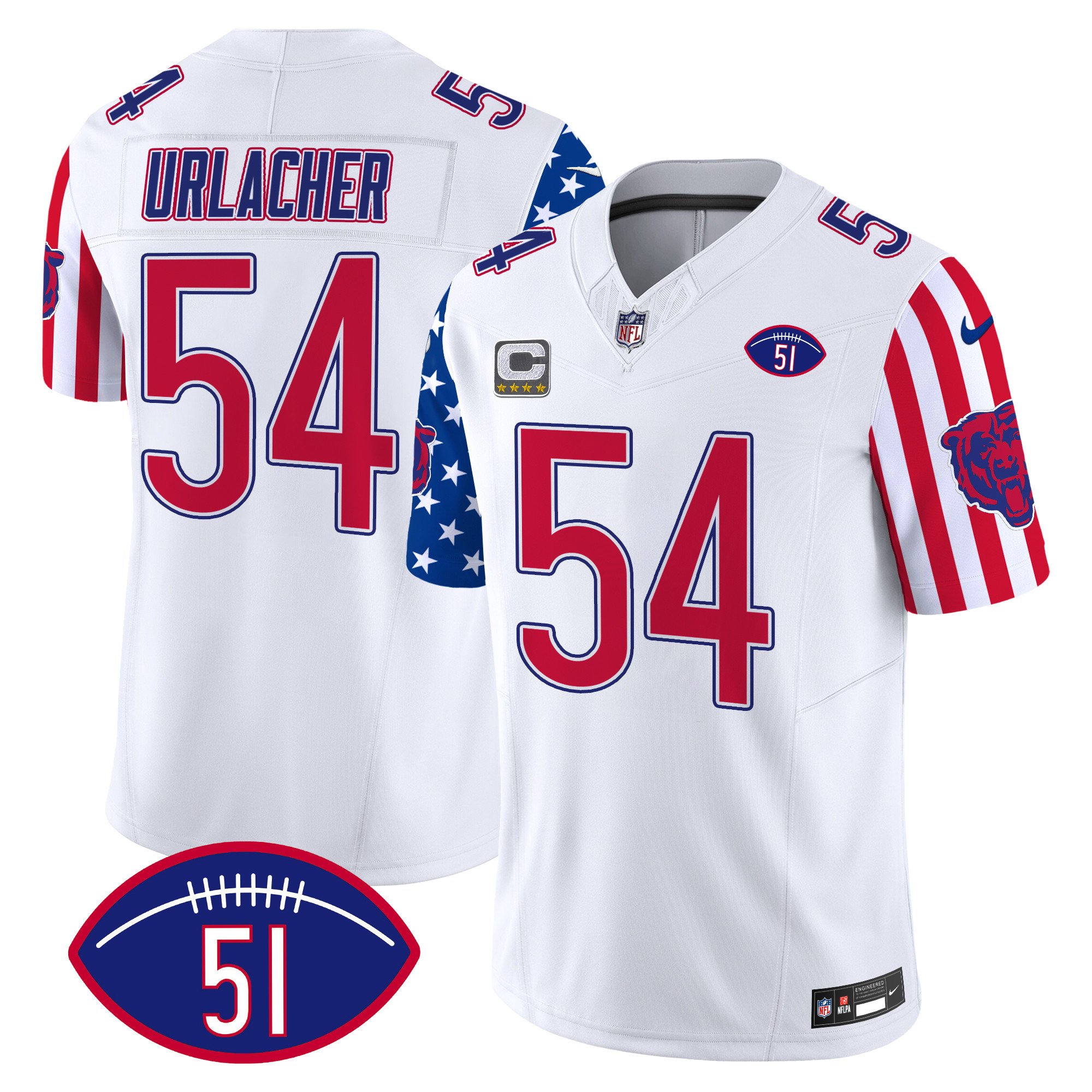Men's Brian Urlacher Chicago Bears American Style Vapor Limited White Jersey - All Stitched