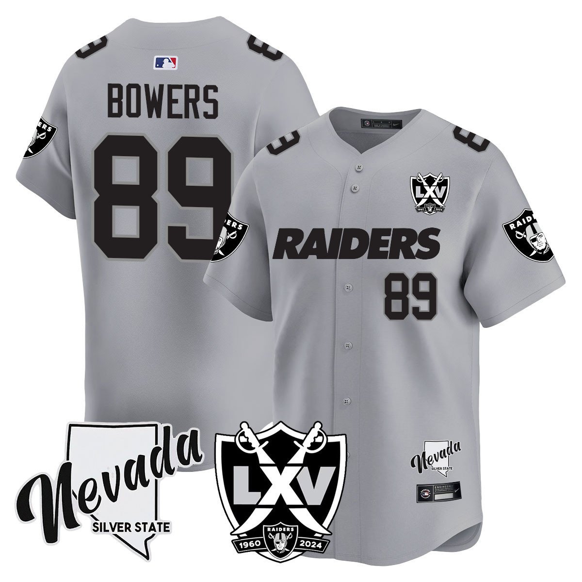 Men's Brock Bowers Las Vegas Raiders 2024 Vapor Premier Limited Silver Jersey - 65th Anniversary - All Stitched