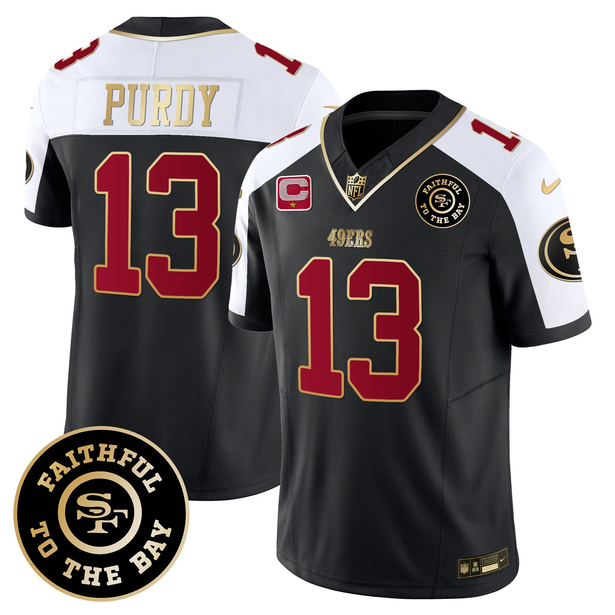 Men's Brock Purdy San Francisco 49ers Faithful To The Bay Patch Vapor Limited Black Alternate Jersey V6 - All Stitched