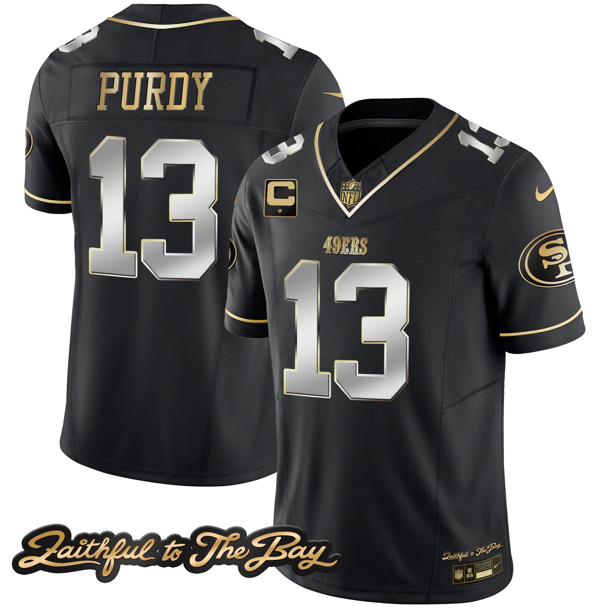 Men's Brock Purdy San Francisco 49ers Faithful To The Bay Patch Vapor Limited Black Limited Jersey V3 - All Stitched