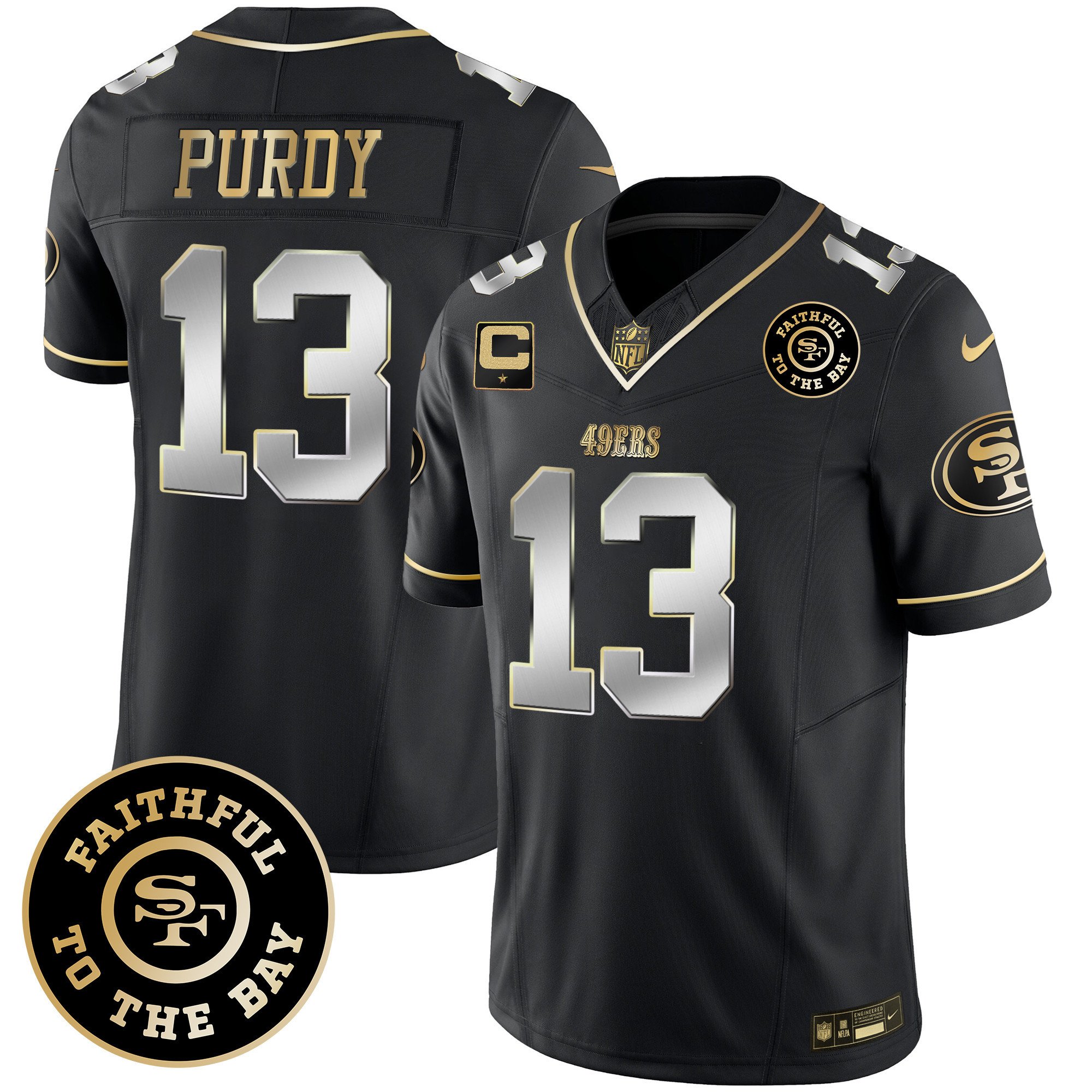 Men's Brock Purdy San Francisco 49ers Faithful To The Bay Patch Vapor Limited Black Limited Jersey V7 - All Stitched