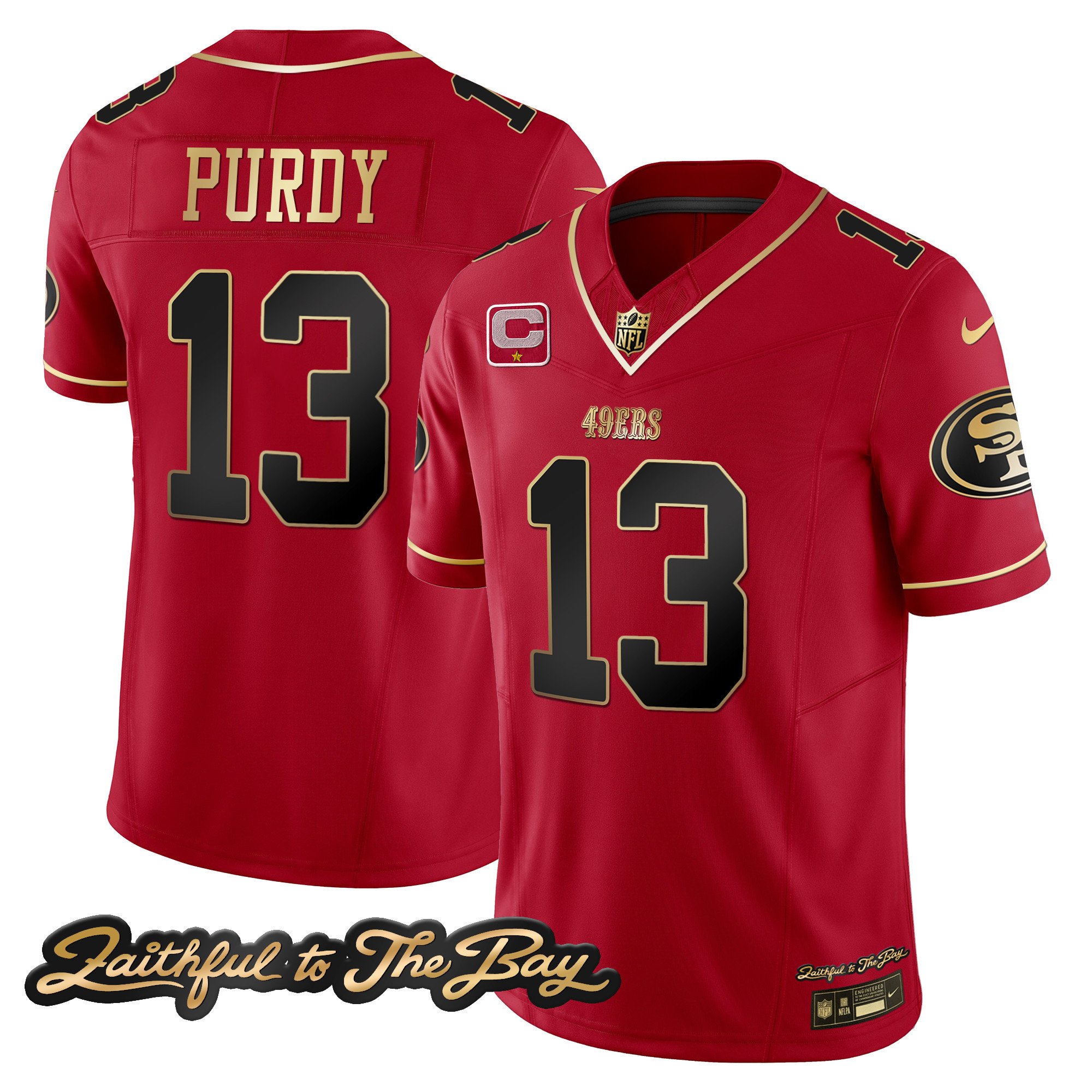 Men's Brock Purdy San Francisco 49ers Faithful To The Bay Patch Vapor Limited Scarlet Limited Jersey V3 - All Stitched