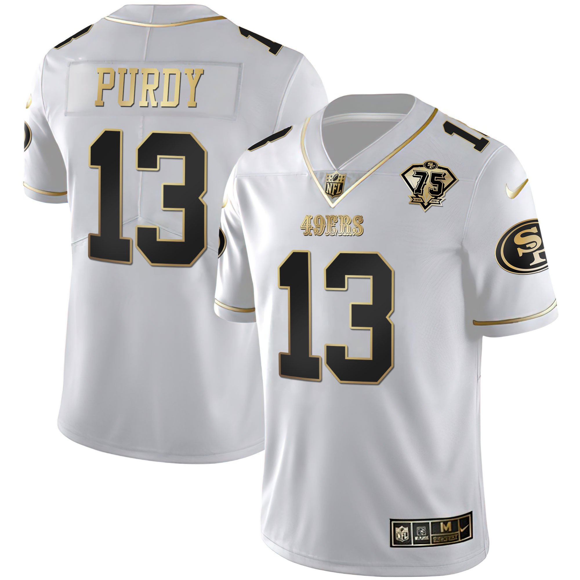 Men's Brock Purdy San Francisco 49ers Game White Gold Jersey - All Stitched