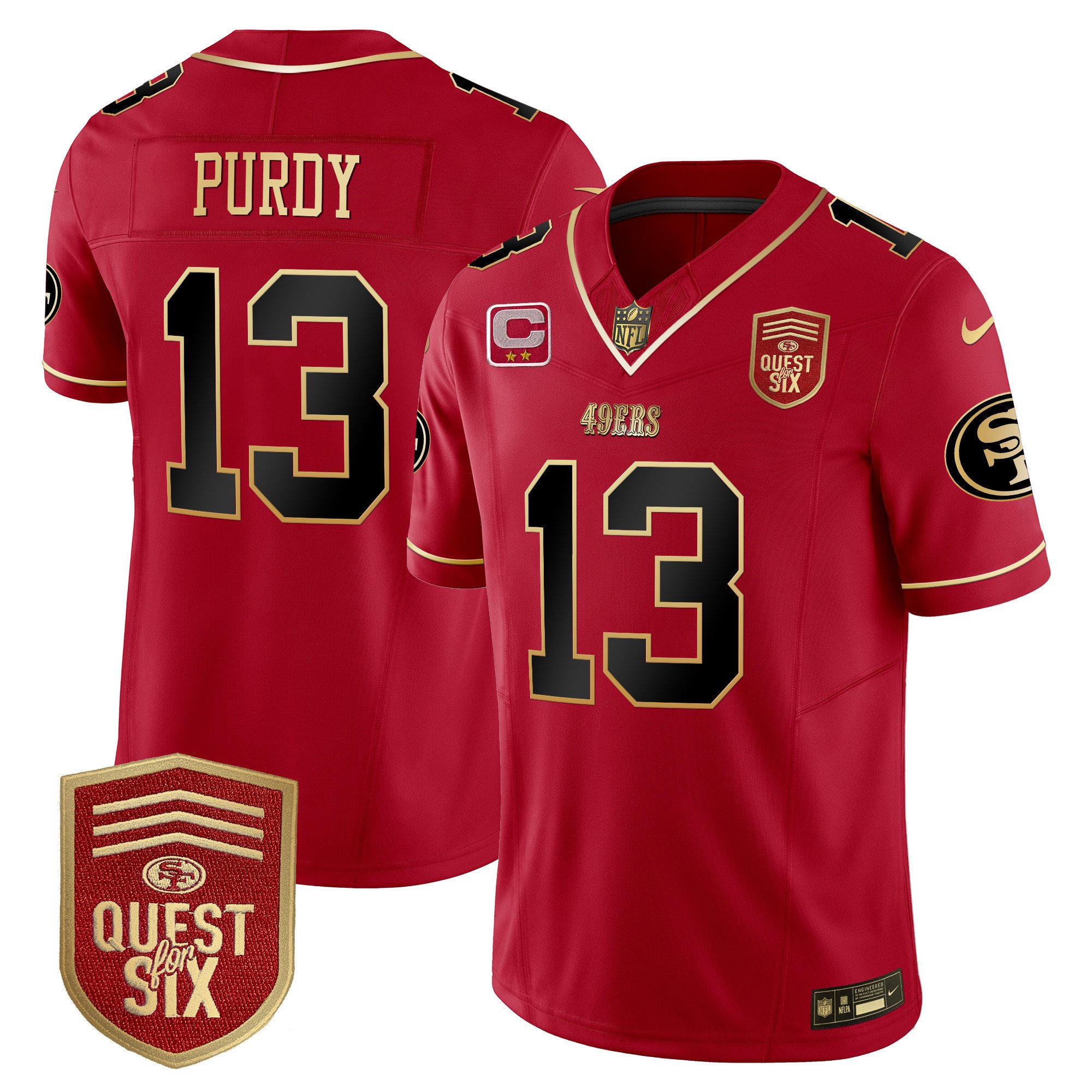 Men's Brock Purdy San Francisco 49ers Quest For Six Patch Vapor Limited Scarlet Limited Jersey - All Stitched