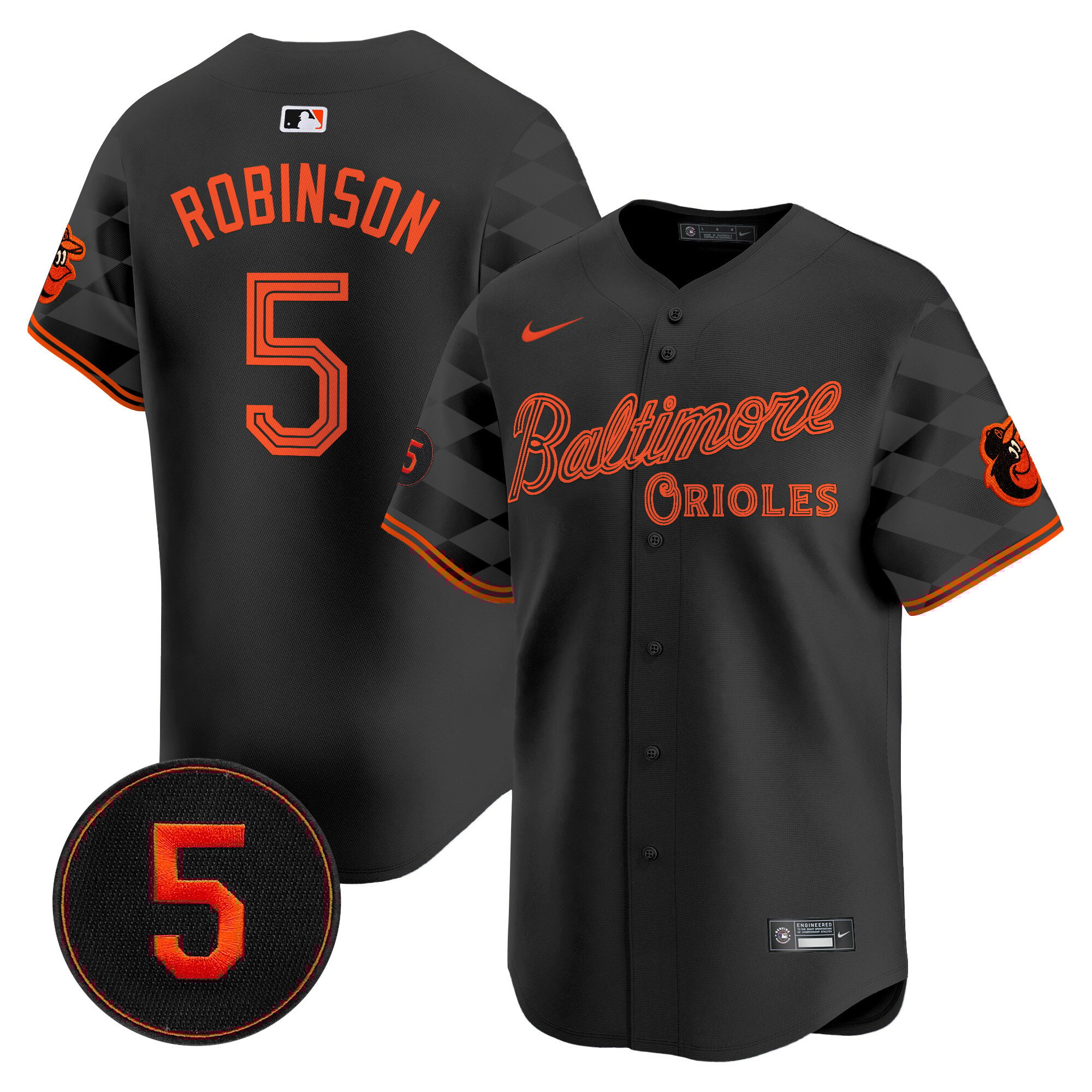 Men's Brooks Robinson Baltimore Orioles City Light Vapor Premier Limited Black Jersey - All Stitched
