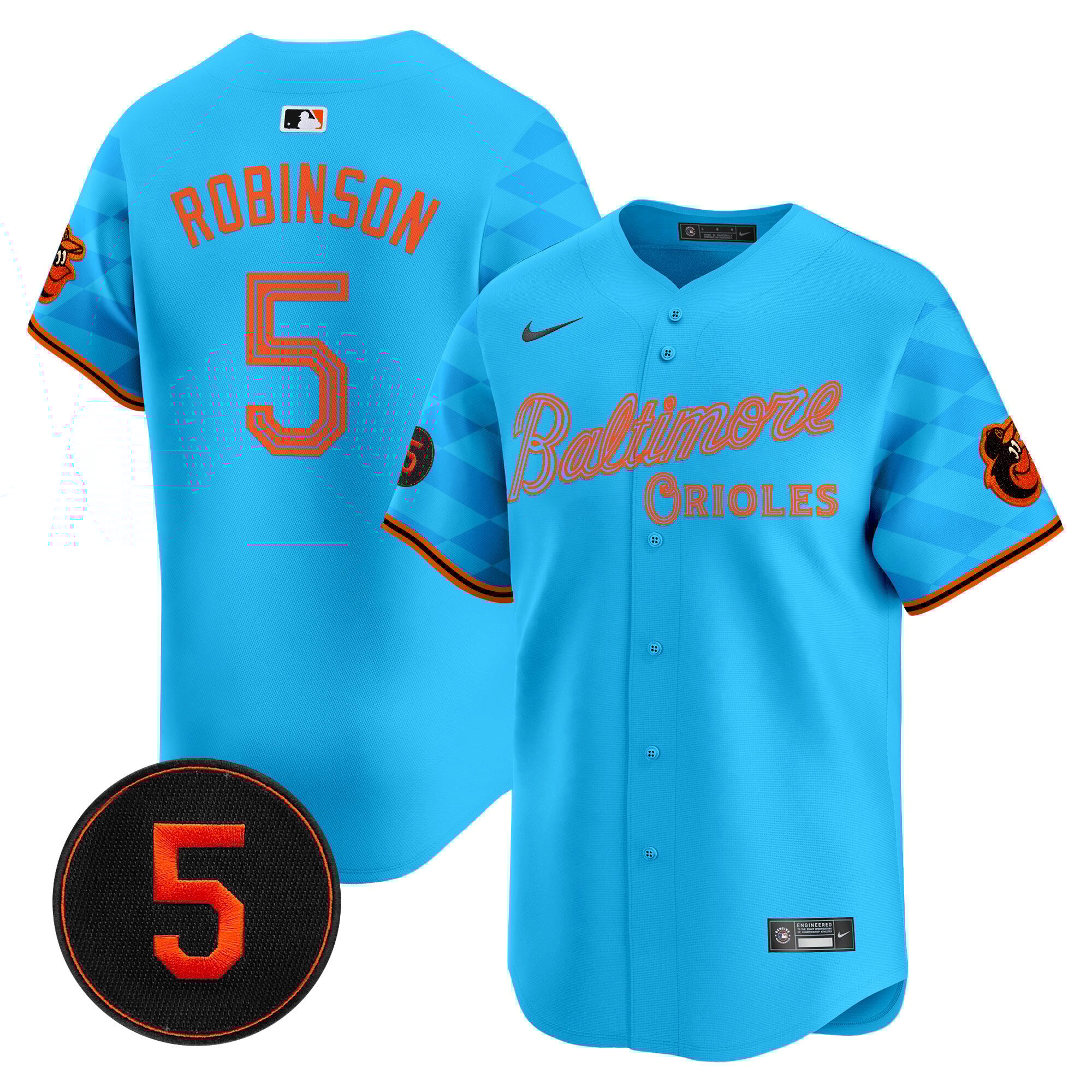 Men's Brooks Robinson Baltimore Orioles City Light Vapor Premier Limited Light blue Jersey - All Stitched