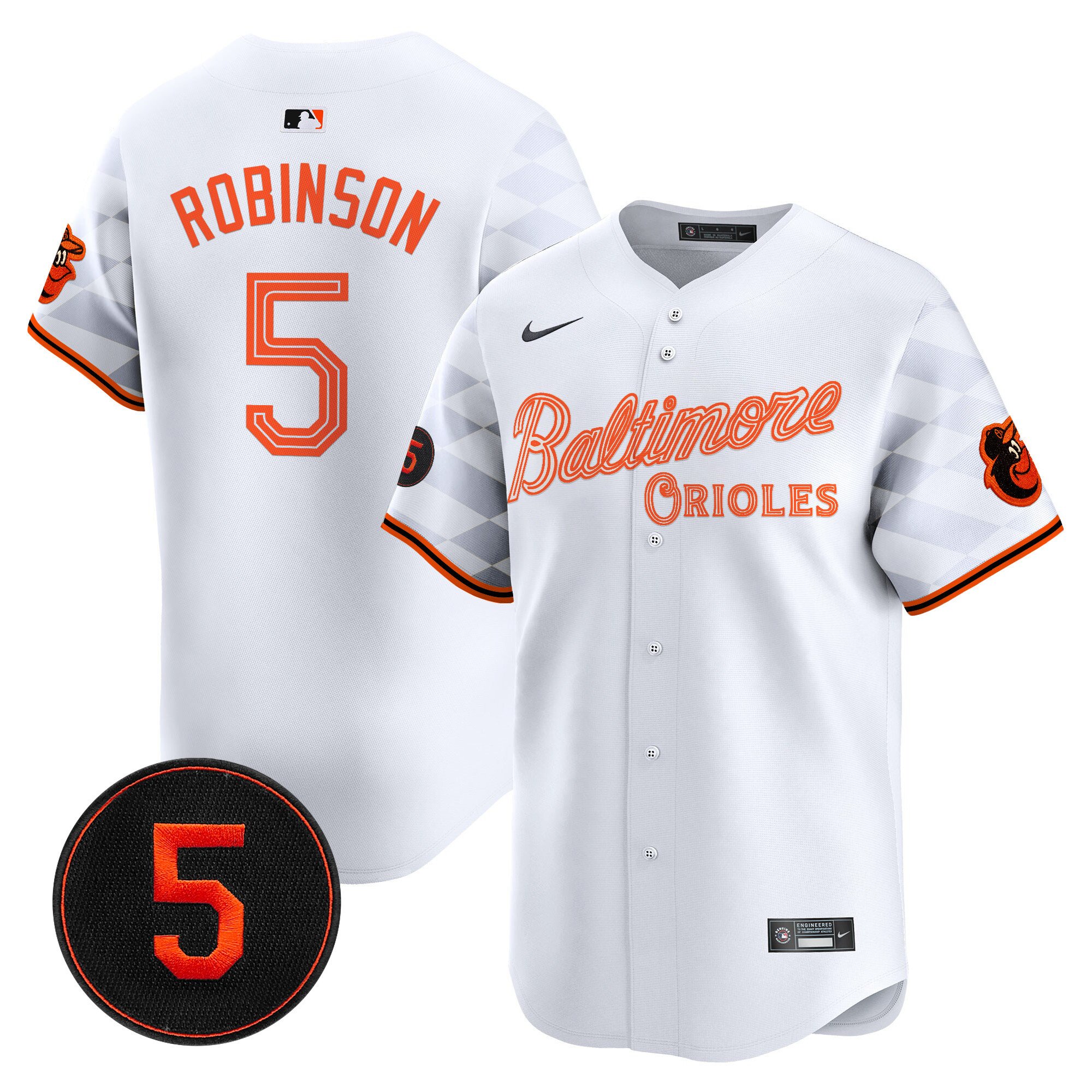 Men's Brooks Robinson Baltimore Orioles City Light Vapor Premier Limited White Jersey - All Stitched