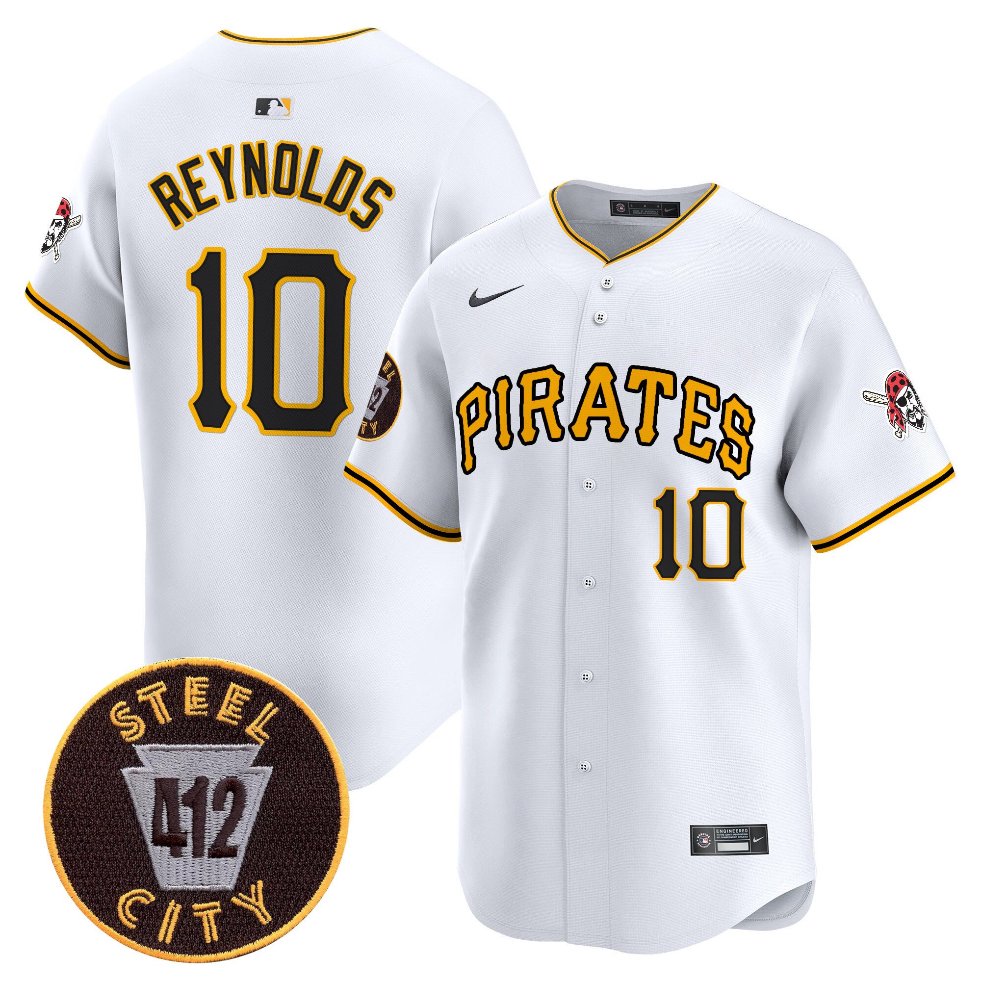 Men's Bryan Reynolds Pittsburgh Pirates 412 Patch Vapor Premier Limited White Jersey V3 - All Stitched