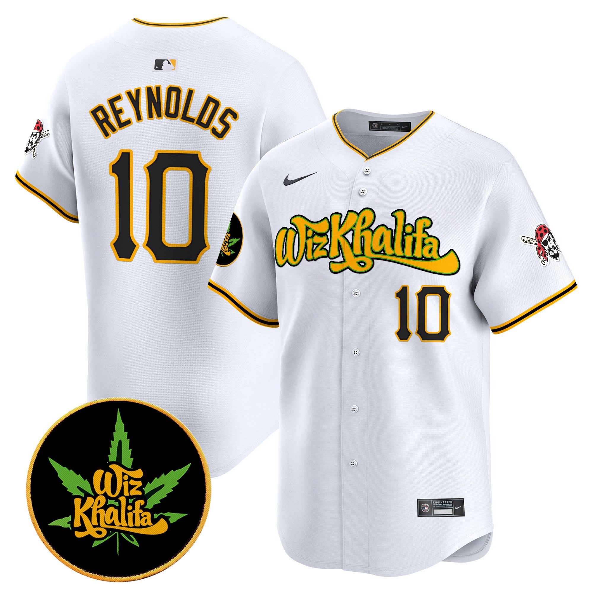 Men's Bryan Reynolds Pittsburgh Pirates Wiz Khalifa Vapor Premier Limited White Jersey - All Stitched