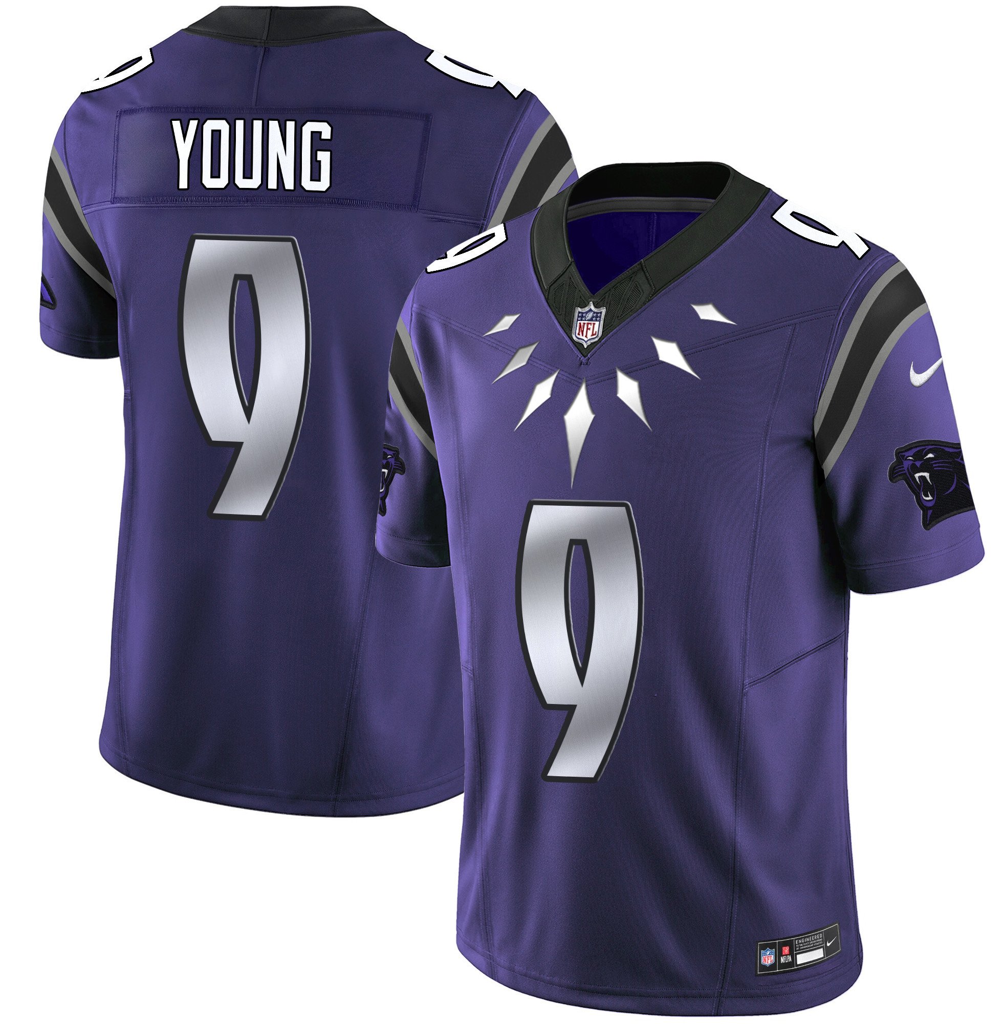 Men's Bryce Young Carolina Panthers Wakanda Vapor Limited Purple Jersey - All Stitched