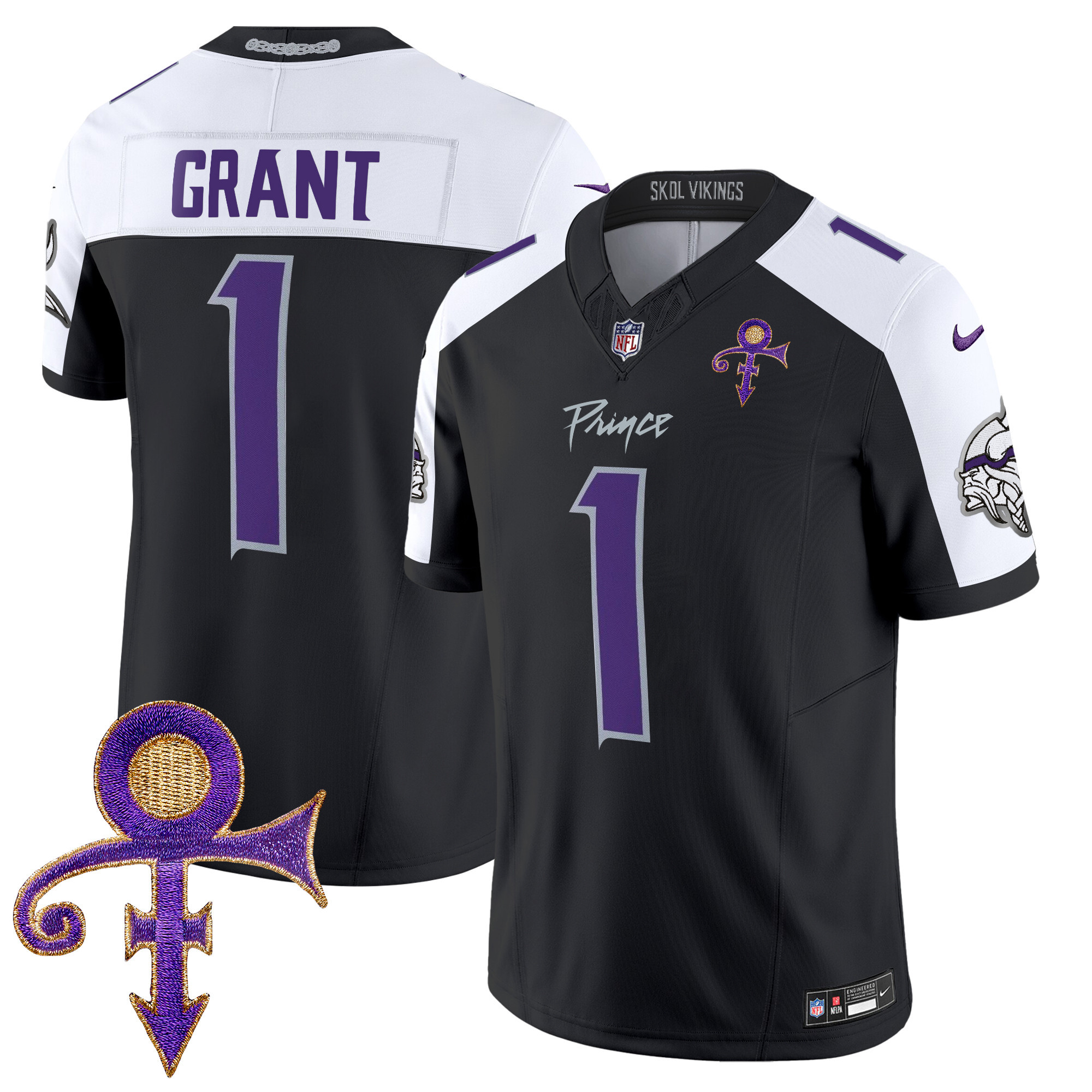 Men's Bud Grant Minnesota Vikings 2024 Prince Vapor Limited Black Alternate Jersey - All Stitched