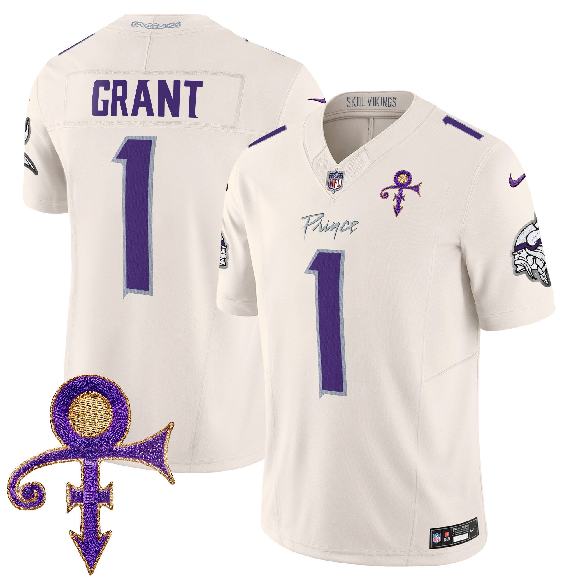 Men's Bud Grant Minnesota Vikings 2024 Prince Vapor Limited Cream Jersey - All Stitched