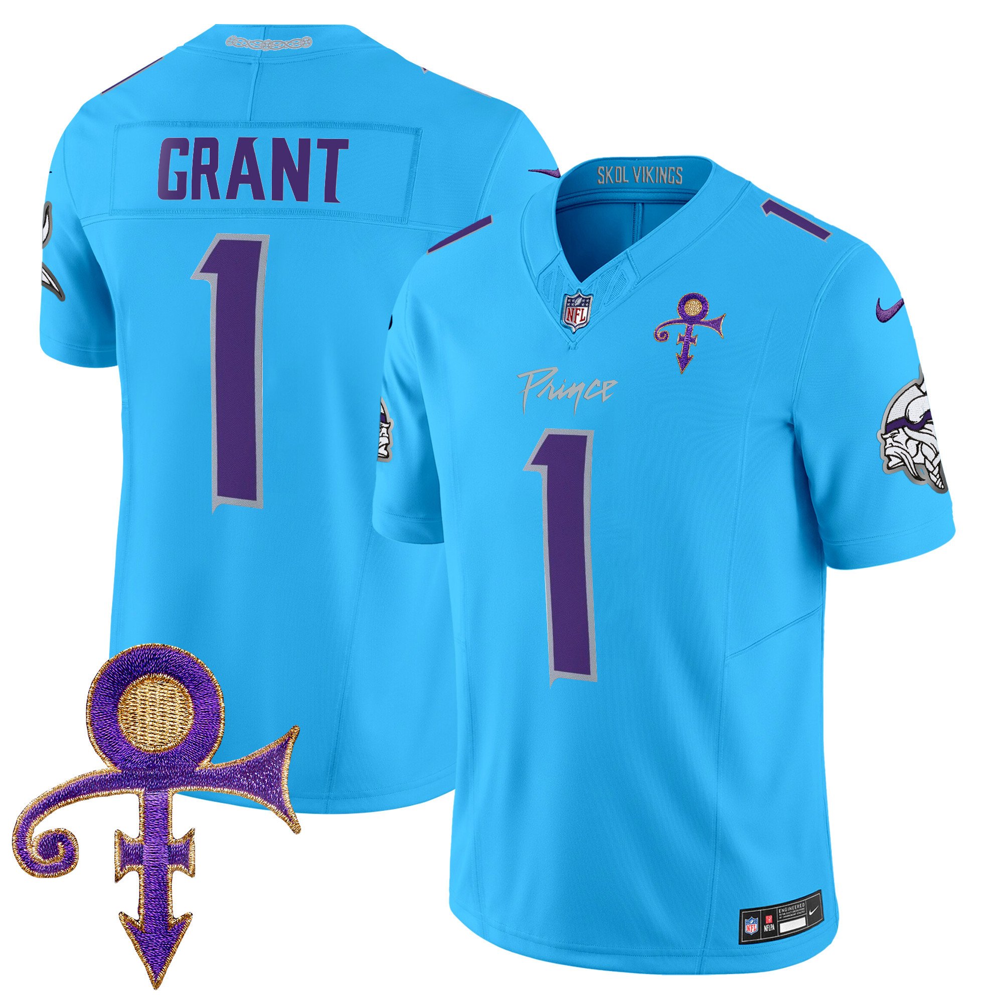 Men's Bud Grant Minnesota Vikings 2024 Prince Vapor Limited Light Blue Jersey - All Stitched