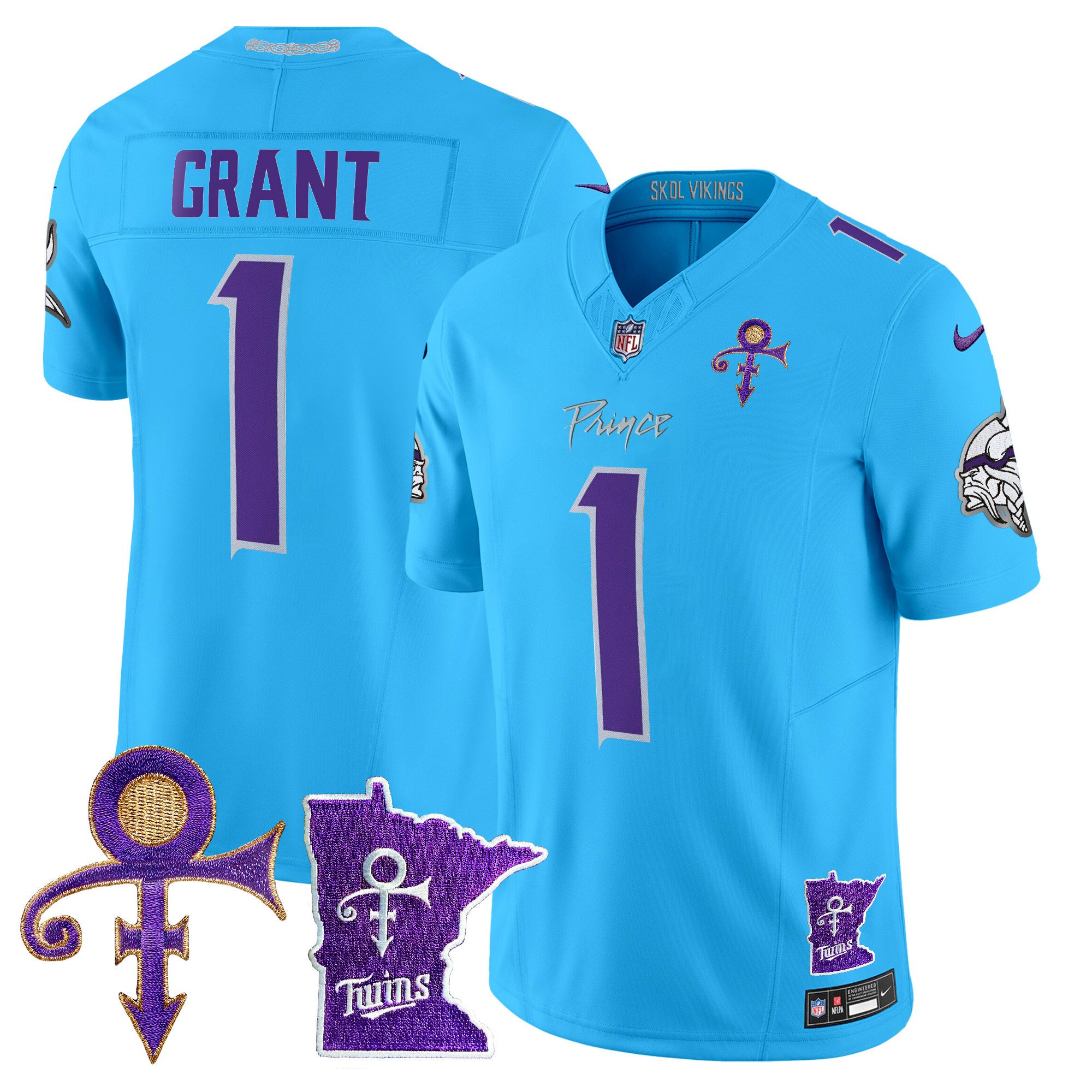Men's Bud Grant Minnesota Vikings 2024 Prince Vapor Limited Light Blue Jersey V2 - All Stitched