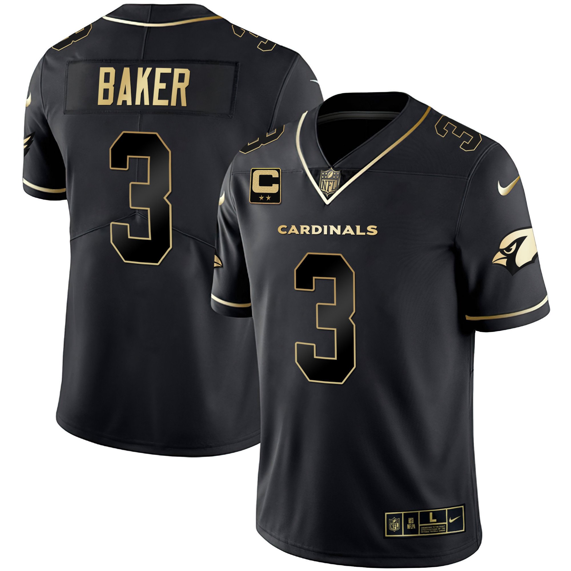 Men's Budda Baker Arizona Cardinals Black Gold & White Gold Vapor Limited Black Gold Jersey - All Stitched