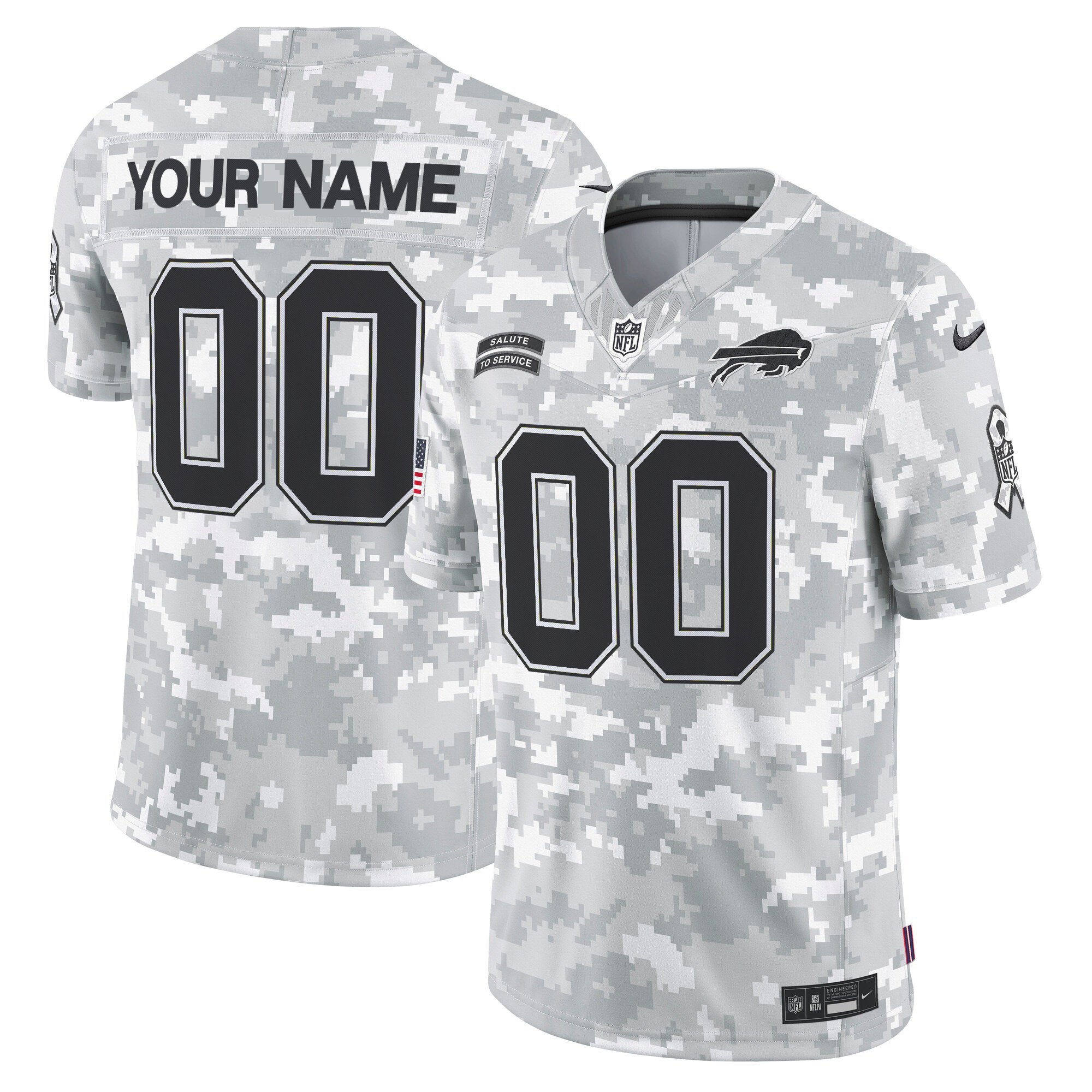 Men's Buffalo Bills 2024 Salute to Service Vapor Limited Custom Custom Jersey - Arctic Camo - All Stitched