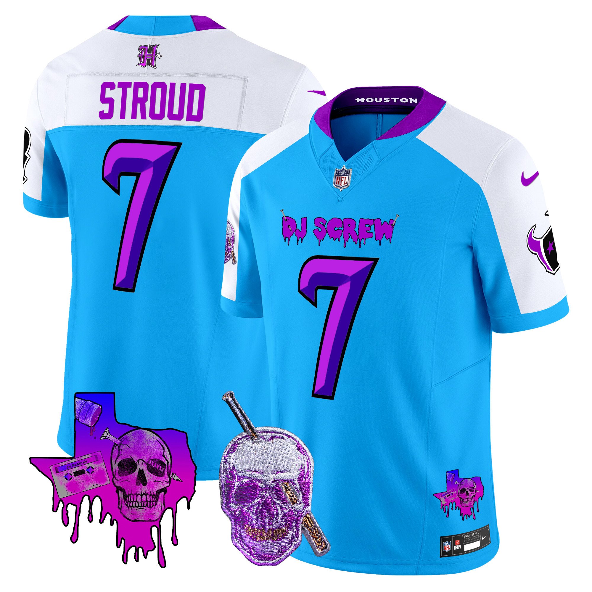 Men's C.J. Stroud Houston Texans DJ Screw Vapor Limited Blue Alternate Jersey - All Stitched