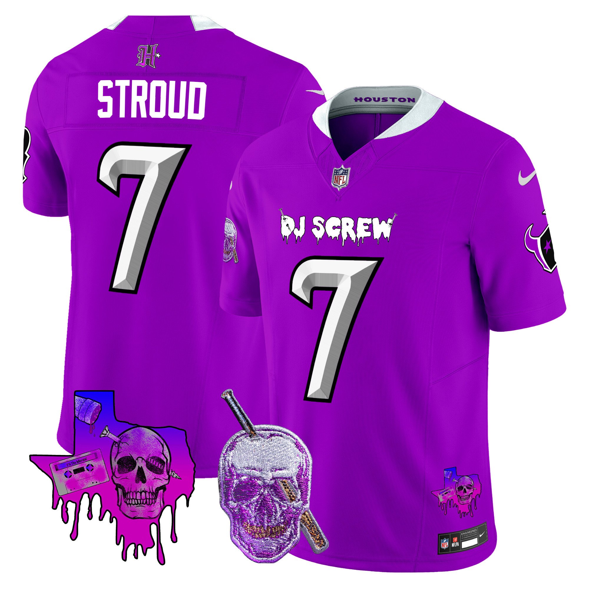 Men's C.J. Stroud Houston Texans DJ Screw Vapor Limited Purple Jersey - All Stitched