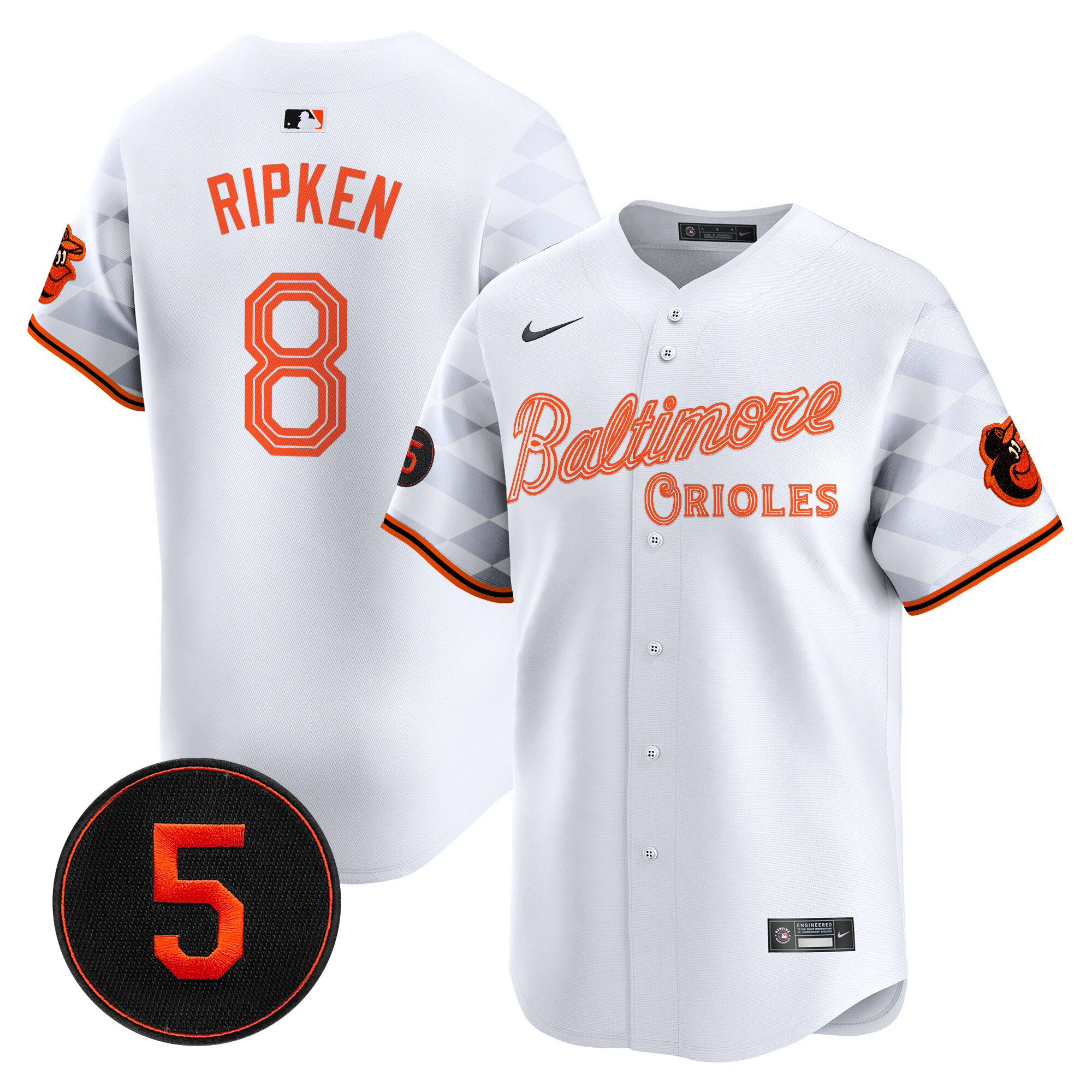 Men's Cal Ripken Baltimore Orioles City Light Vapor Premier Limited White Jersey - All Stitched