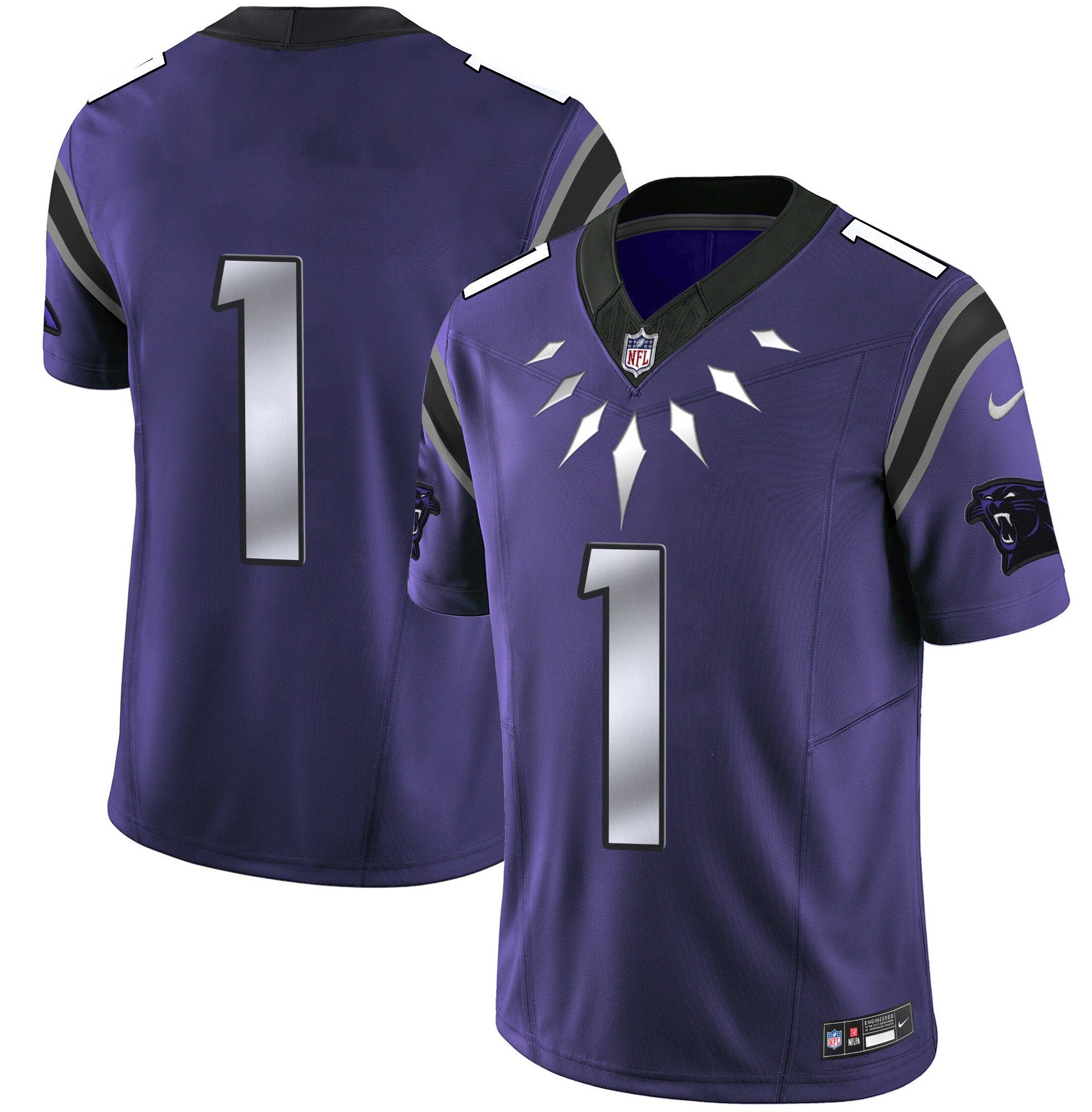 Men's Carolina Panthers Wakanda Vapor Limited  Purple Jersey - All Stitched