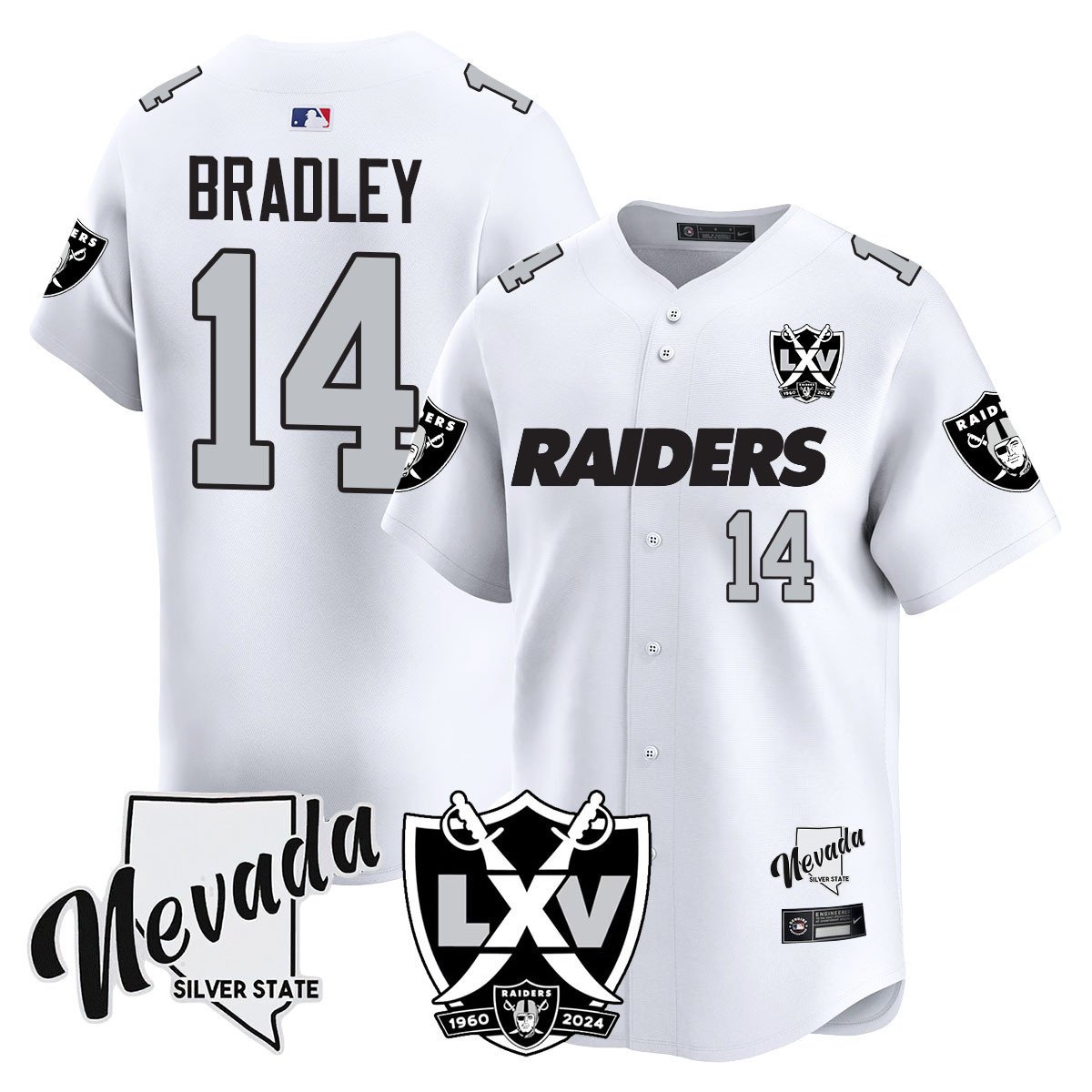 Men's Carter Bradley Las Vegas Raiders 2024 Vapor Premier Limited White Jersey - 65th Anniversary - All Stitched