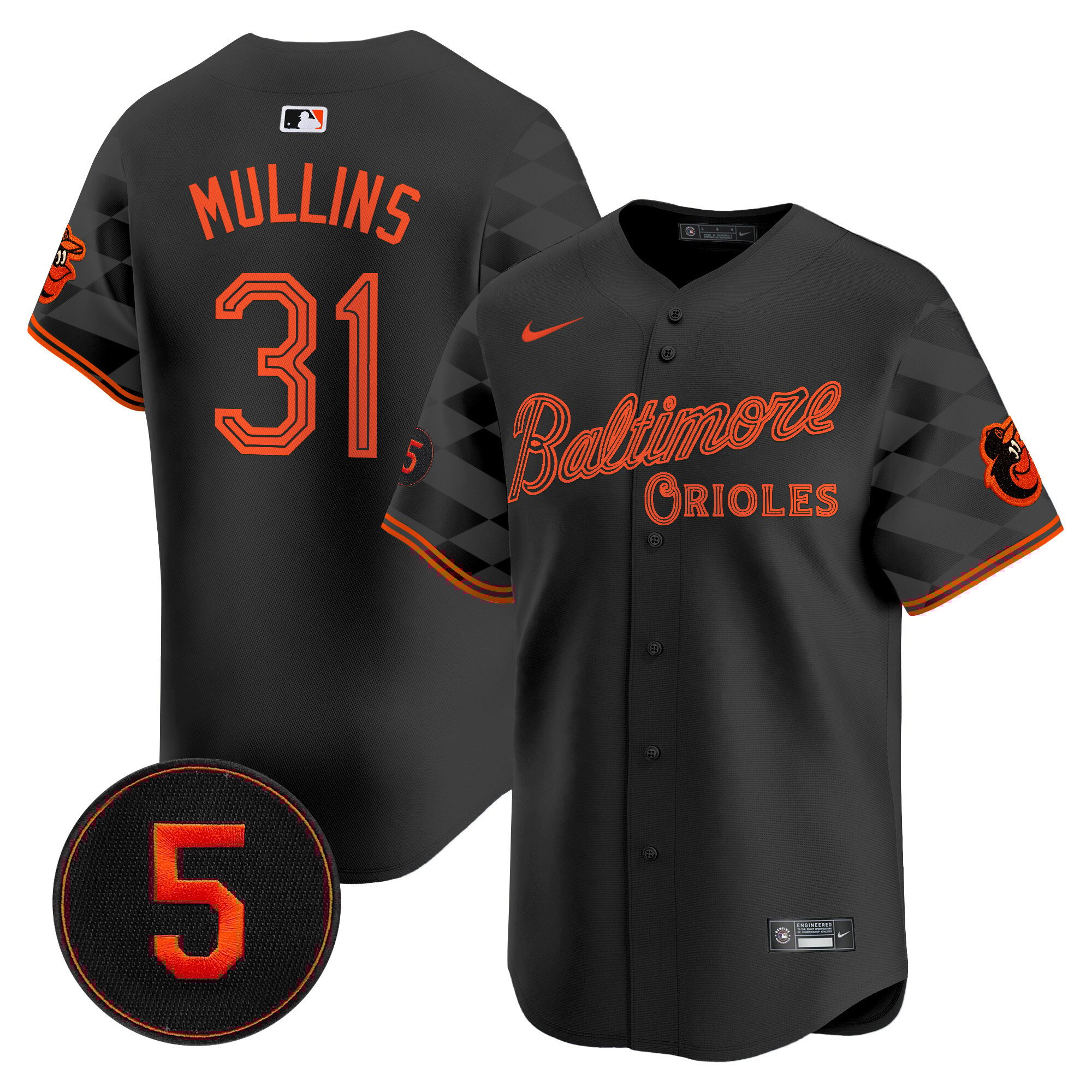 Men's Cedric Mullins Baltimore Orioles City Light Vapor Premier Limited Black Jersey - All Stitched
