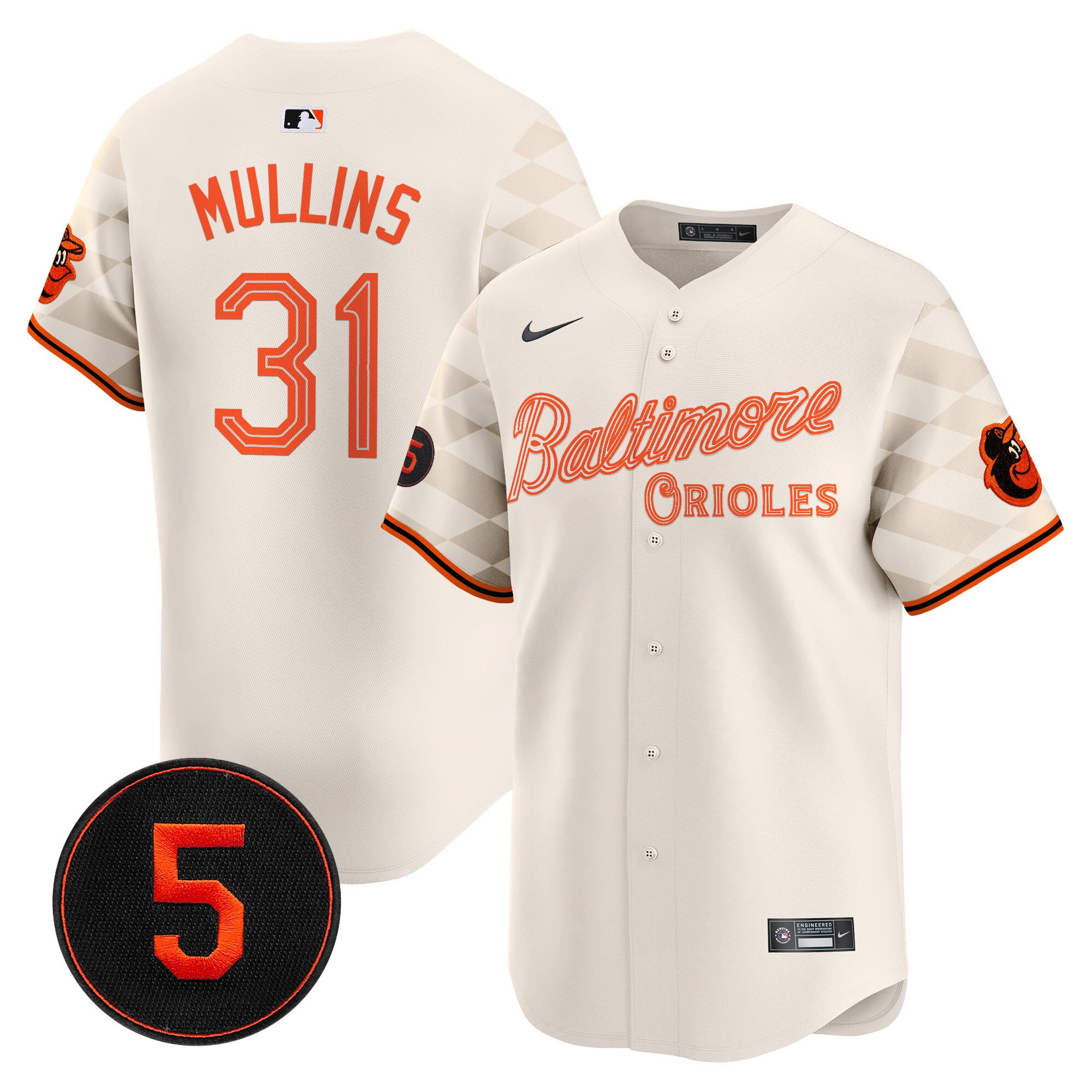 Men's Cedric Mullins Baltimore Orioles City Light Vapor Premier Limited Cream Jersey - All Stitched