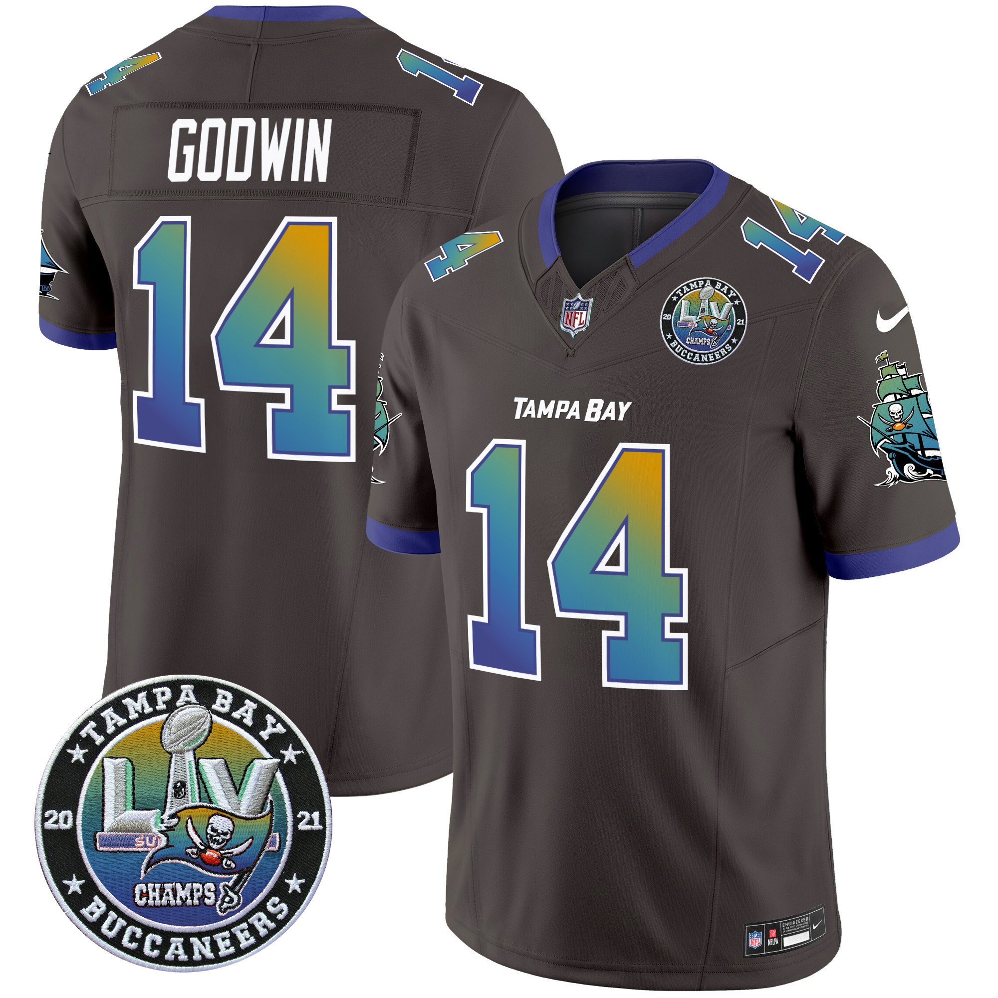 Men's Chris Godwin Tampa Bay Buccaneers "Tampa City" Super Bowl LIV Patch Vapor Limited Pewter Jersey - All Stitched